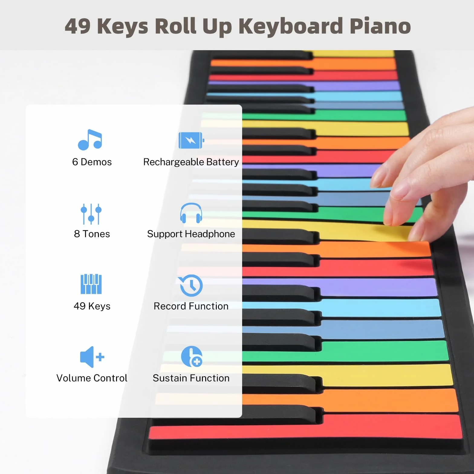POGOLAB Składane pianino 49 klawiszy elektroniczne keyboard dla dzieci początkujących
