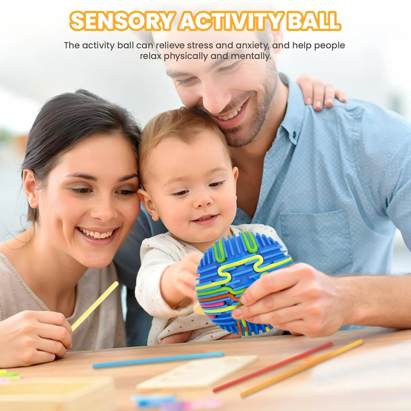 Piłka do aktywności sensorycznej, tablica do aktywności sensorycznej, ulepszenie 3D, zabawka Fidget do uspokajania, stresu, lęku, ADHD i autyzmu, dla dzieci w wieku 3+ i dorosłych, z 16