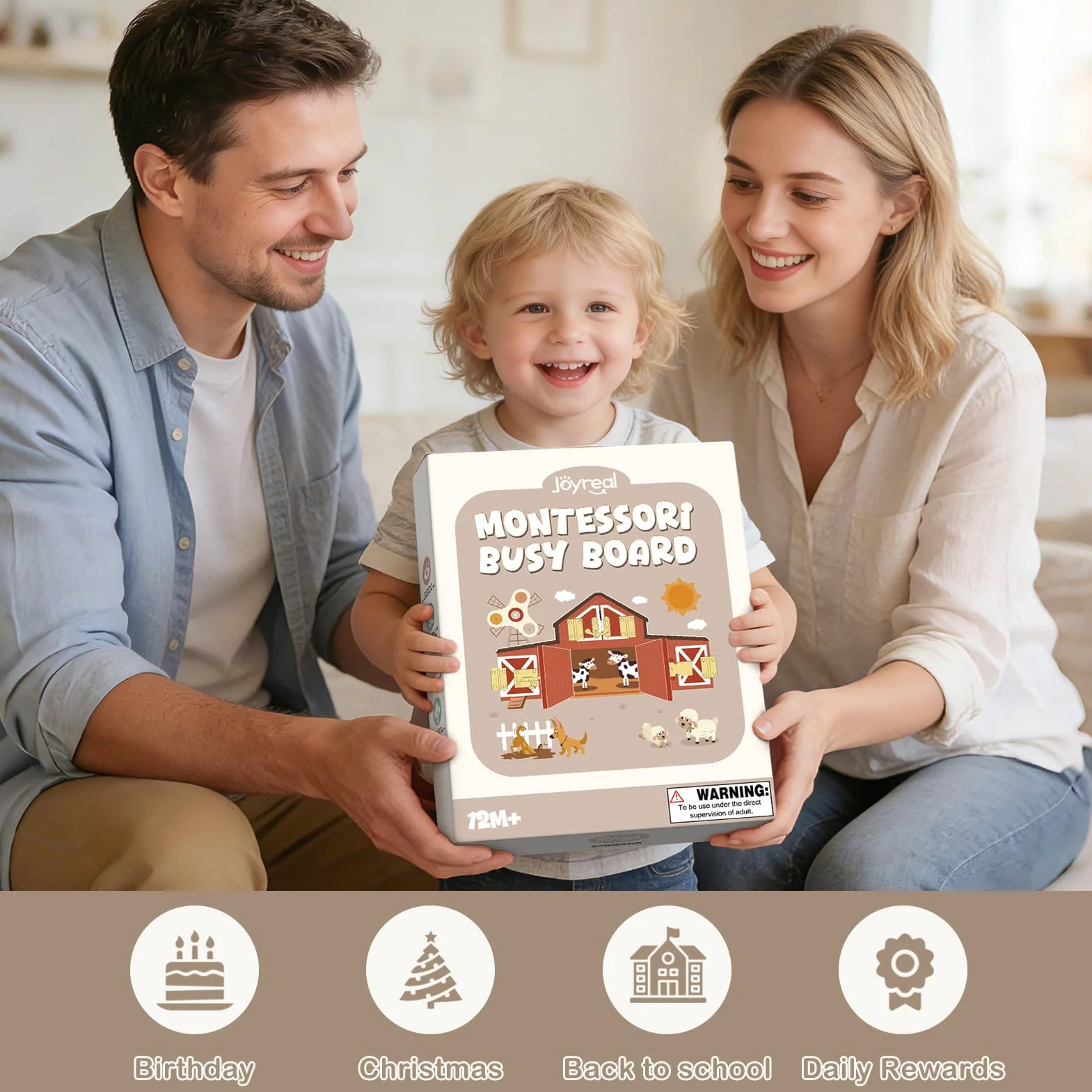 Joyreal Montessori Busy Board motyw gospodarstwa rolnego deska motoryczna zabawka drewniana sensoryczna