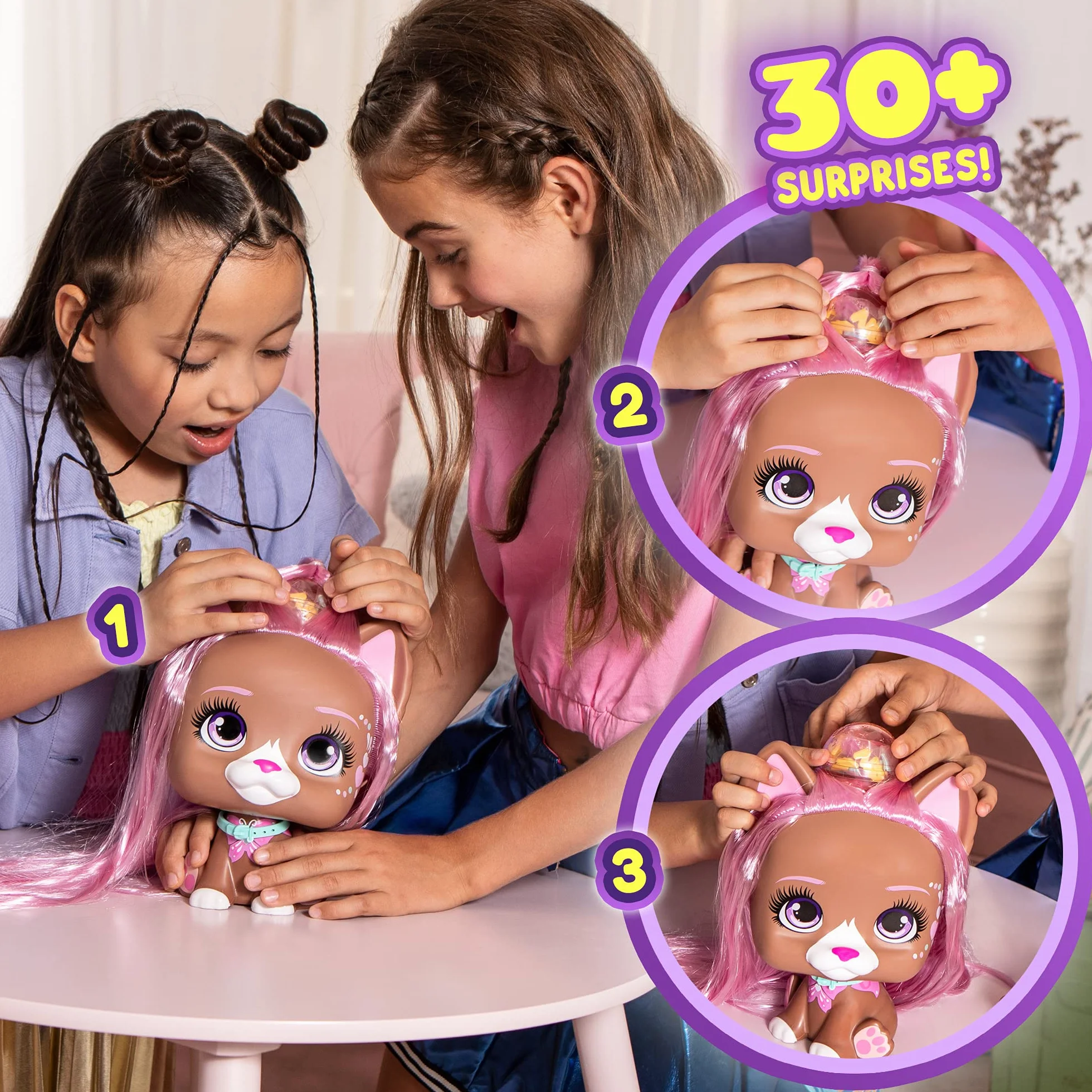 VIP PETS Mega Pet Nyla | Styling Head lalka z bardzo długimi włosami; łatwa do czesania i stylizacji; z 30 akcesoriami do Color Boost Look | nadaje się dla dzieci od 3 lat