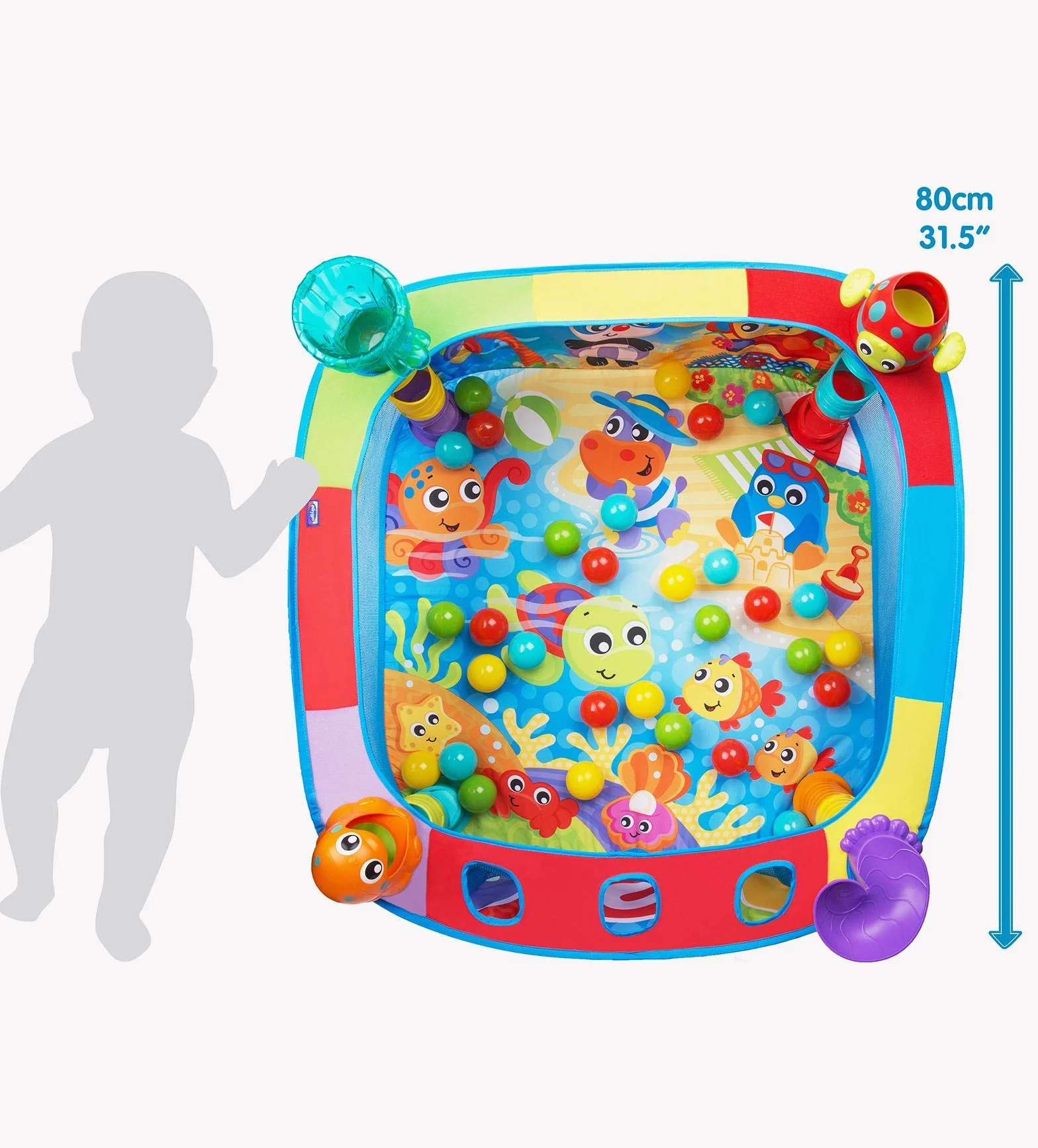 Playgro Pop Up Baby Ball Pit, 6 miesięcy i więcej, siłownia do aktywności pop and drop ball, wielokolorowa, 40175