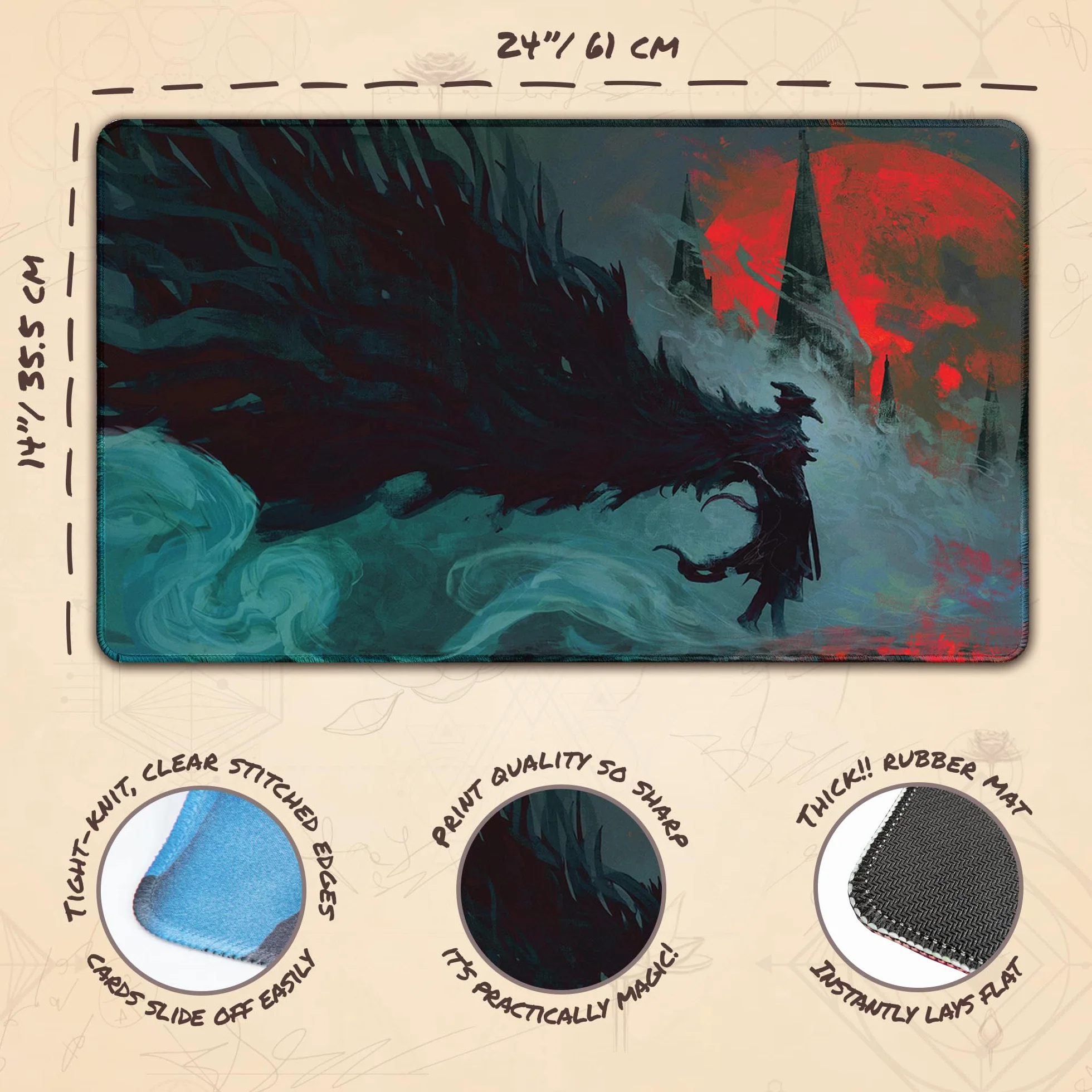 Anato Finnstark The Raven's Nightmare Stitched MTG Playmat Bloodborne Magic The Gathering Play Mat TCG