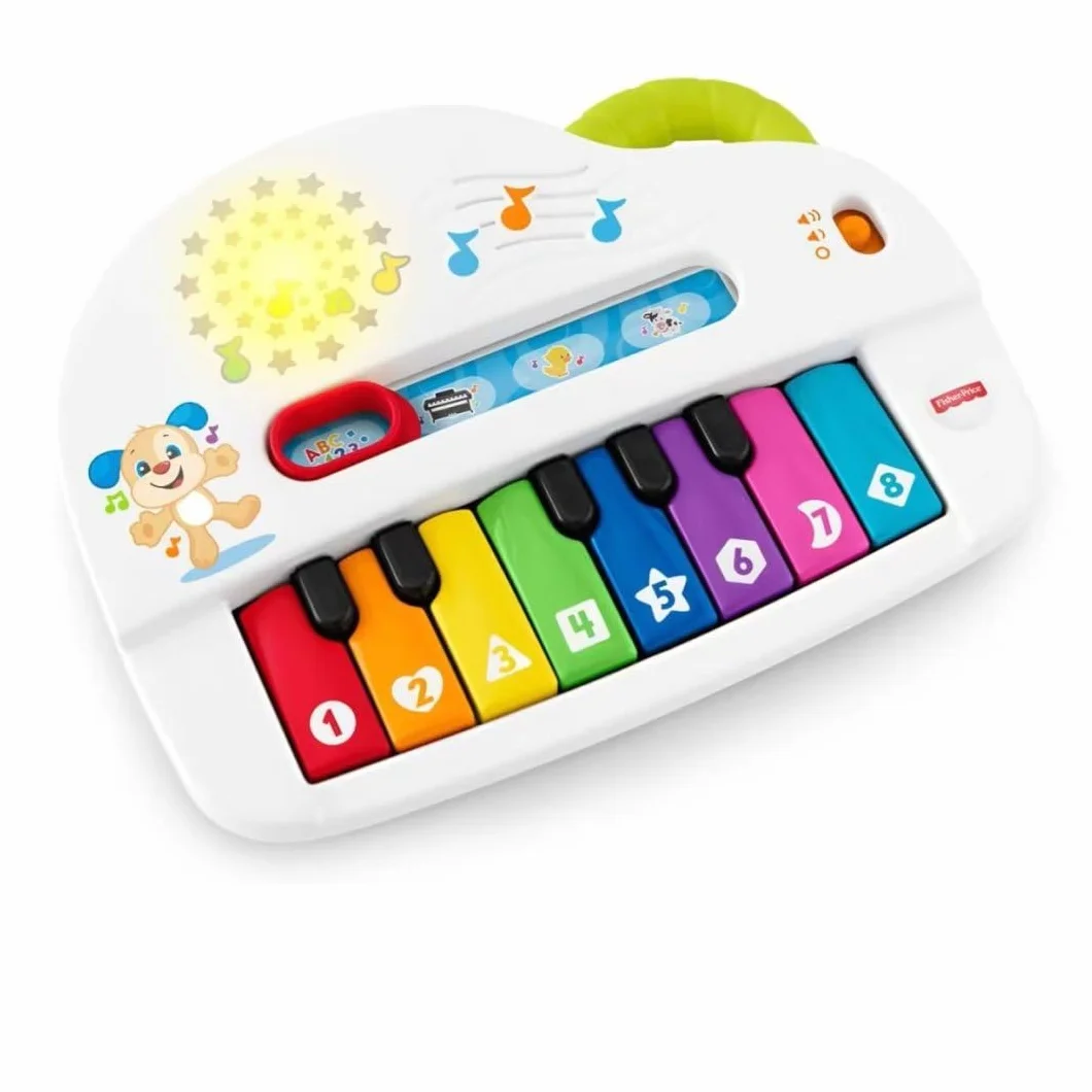 Fisher-Price GFK02 - „Ucz się i śmiej” Pianinko Malucha, przenośne, zabawkowe pianino dla niemowląt i małych dzieci w wieku 6–36 miesięcy