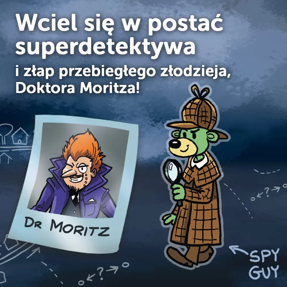 Trefl - Spy Guy - Kooperacyjna Gra Detektywistyczna, Rodzinna Gra Planszowa, Szukaj Dowodów i Złap Przestępcę, Ogromna Plansza z Miastem, Familijna Gra dla Dorosłych i Dzieci od 5 lat