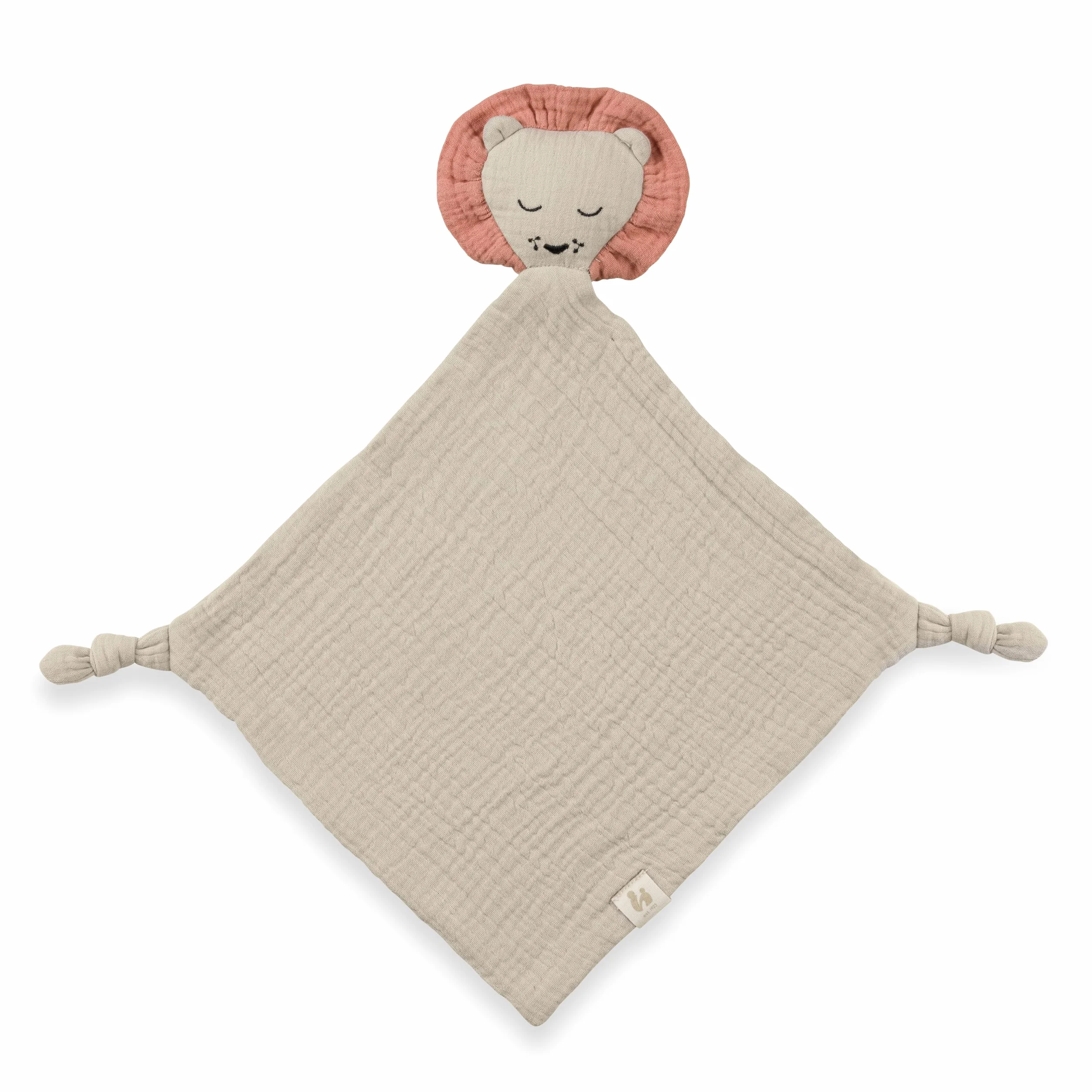 hauck Cuddle N Play, lew beżowy – muślinowa chusta do wąsania i pocieszycielka dla noworodków 25 x 25 cm dla noworodków z motywem zwierzęcym, przytulanka i pomoc w zasypianiu, nadaje się do prania w
