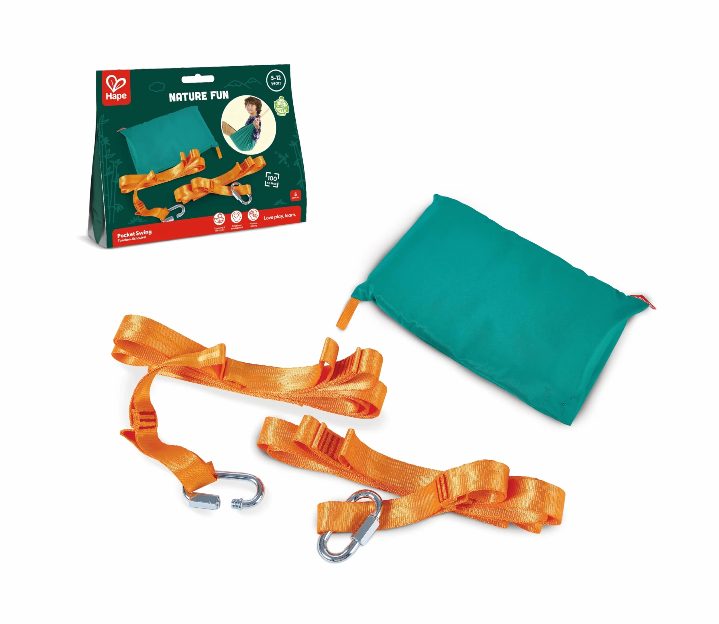 Swing, Hape Pocket Swing For Kids And Adults (Nature Fun Outdoor Toys Series). 5 years +