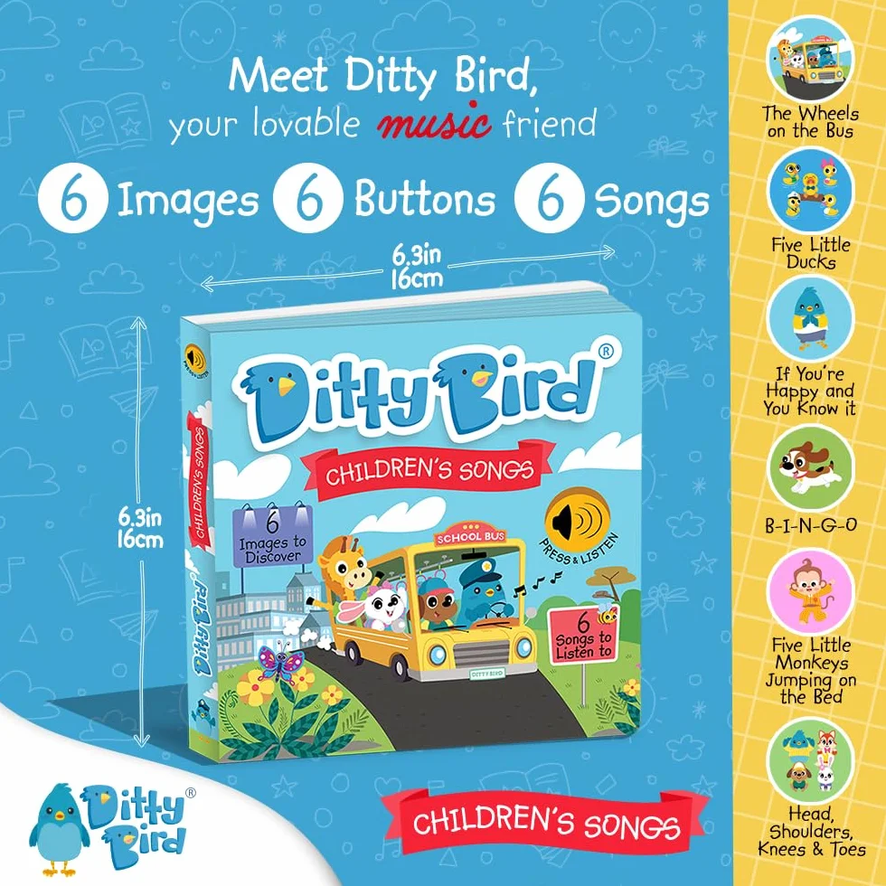 Ditty bird, livre musical bébé: Comptines en anglais - les roues de l'autobus