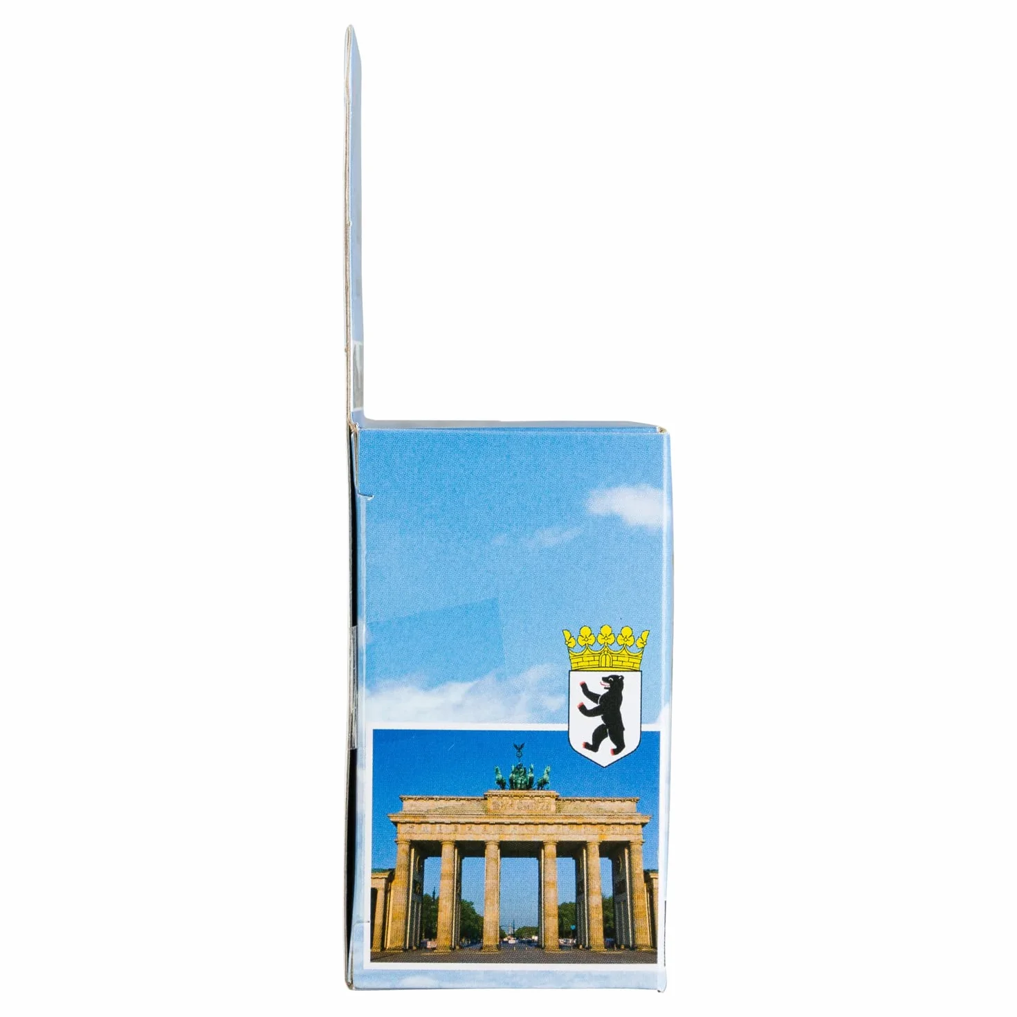Idena 40107 model autobusu berlińskiego dwupokładowego z silnikiem cofania 18,5x13,5x4,5 cm żółty zabawka pamiątka kolekcjonerski