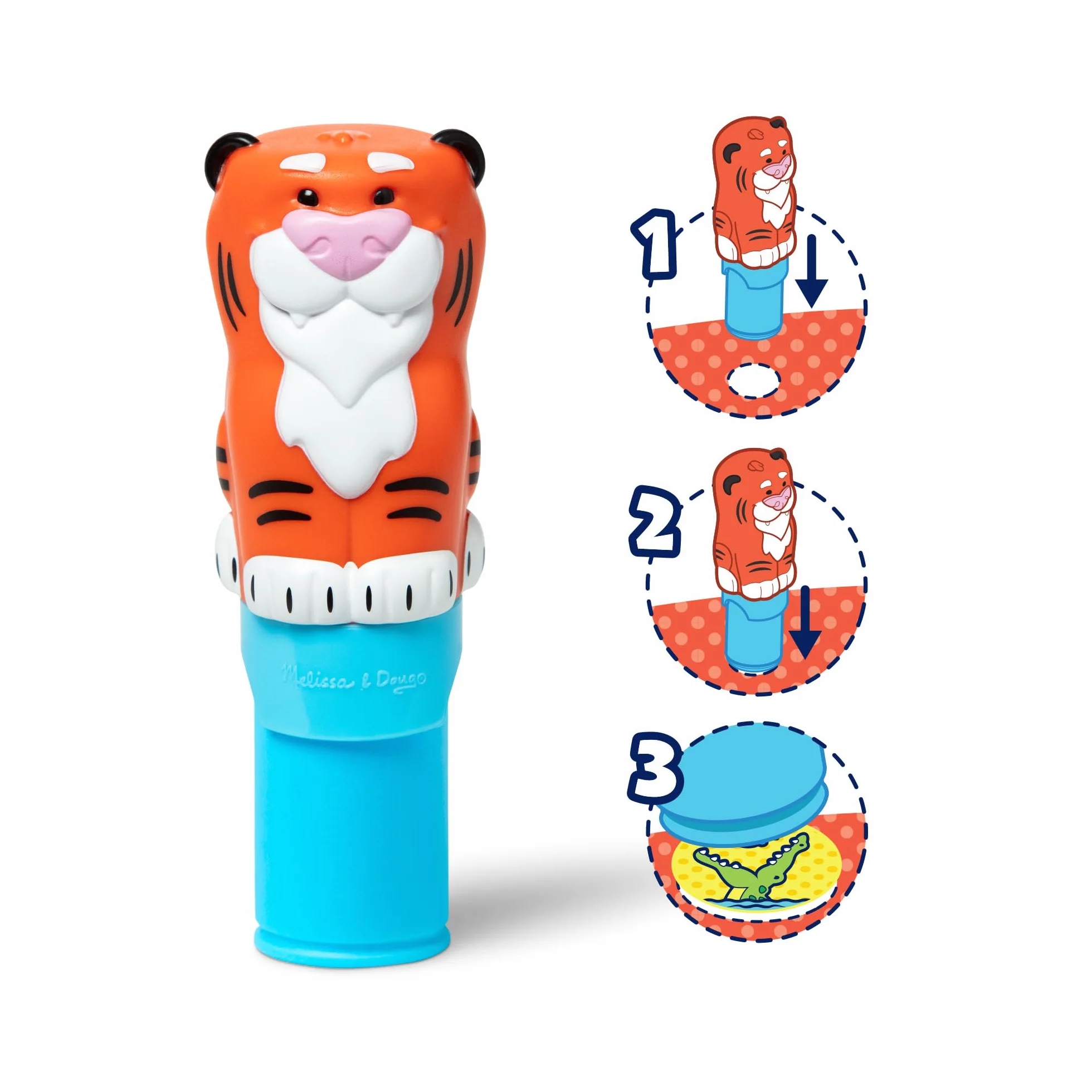 Melissa & Doug Naklejka WOW naklejka stempel i 24-stronicowa podkładka do aktywności, 300 naklejek, sztuka i rękodzieło, zabawka fidget, kolekcjonerska postać, tygrys - kreatywna zabawka podróżna do