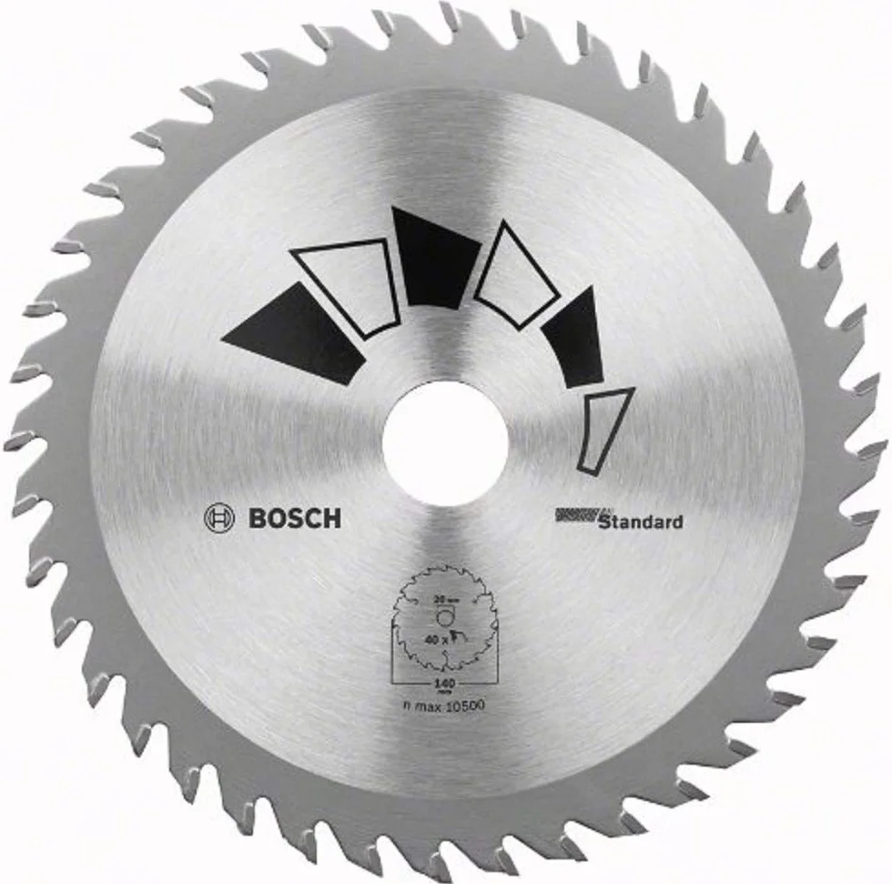 Bosch 1x Tarcza pilarska Standard (do Drewna, Ø 140 x 2.2/1.5 x 20/12.75 mm, 40 Zęby węglikowe, ATB, w tym 1x Pierścień redukcyjny 12.75 mm, Osprzęt pił tarczowych)