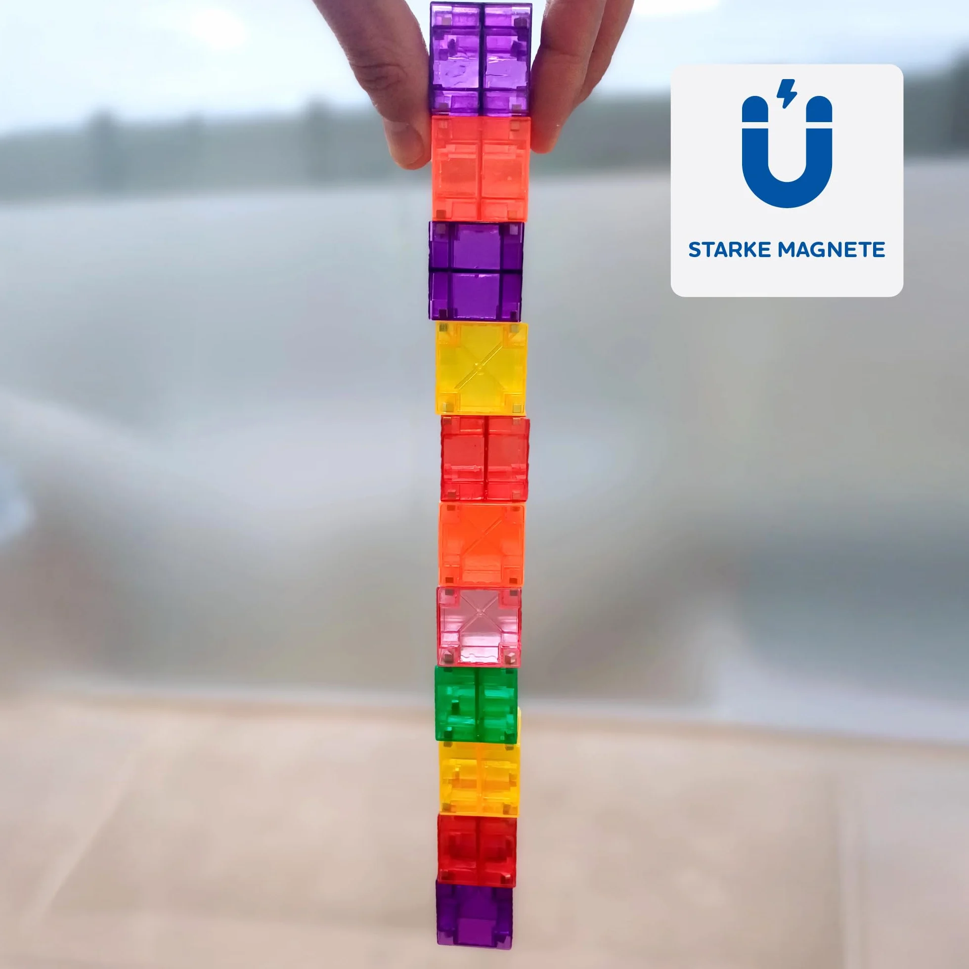Cubixx - 3D Magnetyczne klocki dla dzieci od 3+ lat, kreatywna zabawka edukacyjna w 64-częściowym zestawie, magnetyczna zabawka konstrukcyjna dla dziewcząt i chłopców, zabawka Montessori STEM