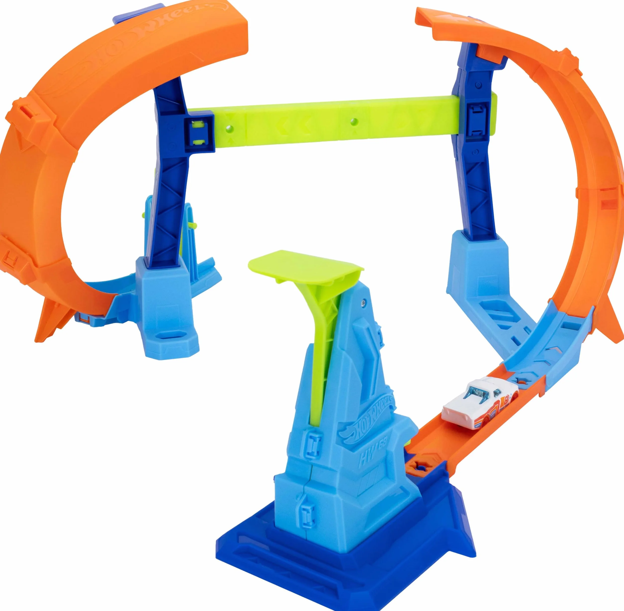 Hot Wheels JLM91 Stunt Tracks Mistrzowski skok na pętli Zestaw tor wyścigowy Speed Snap 1:64 dla dzieci 4+