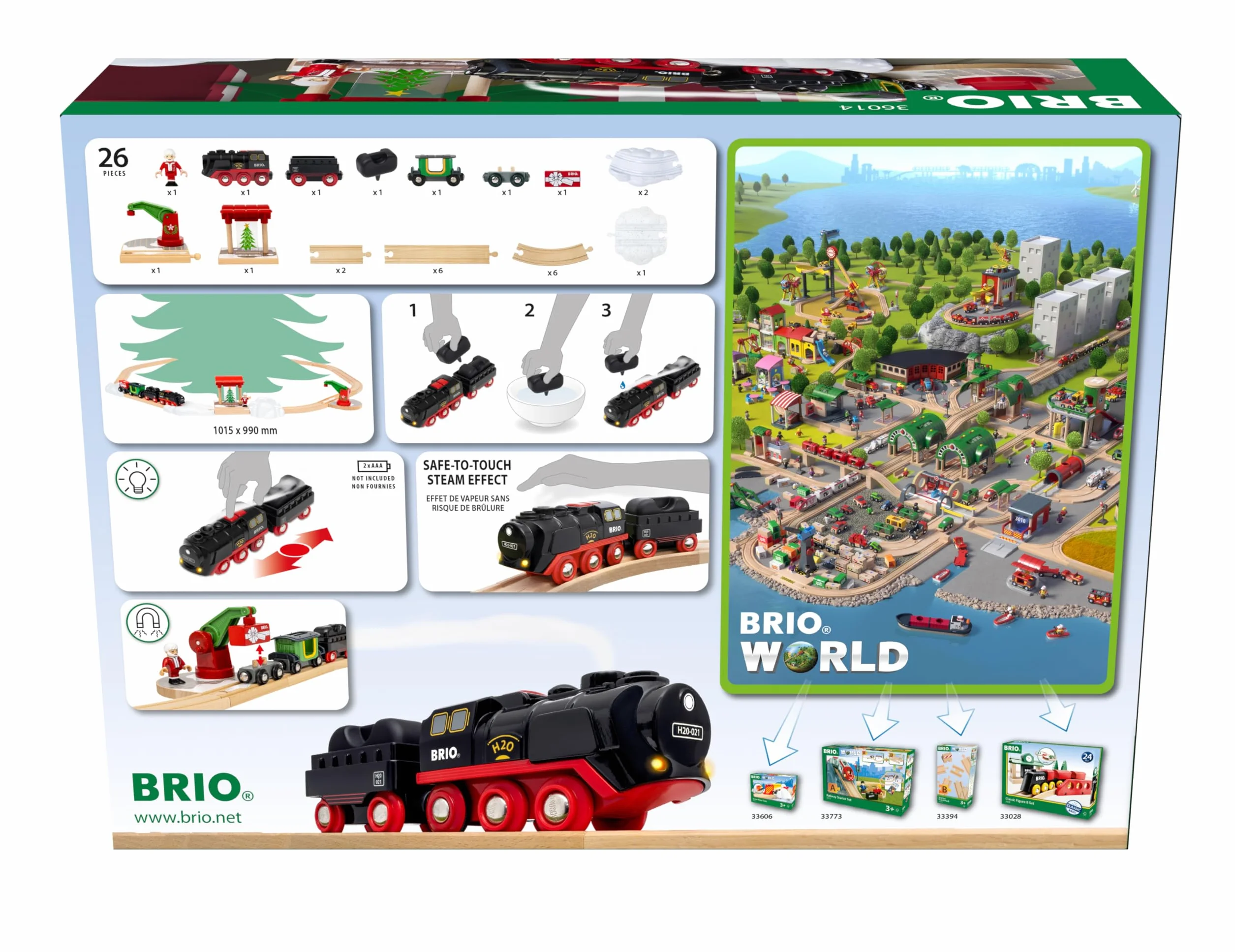 BRIO World - Batterie-Dampflok Weihnachts-Set