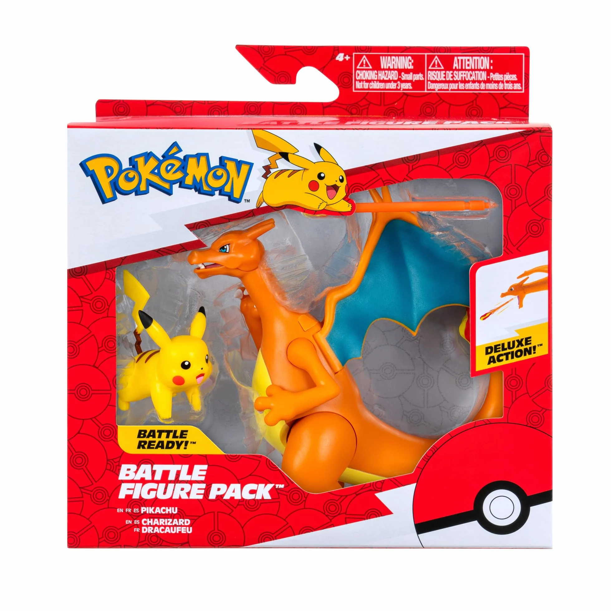 Pokémon PKW3459 - Battle Figure Pack - Glurak & Pikachu, ruchomy glurak z Pikachu