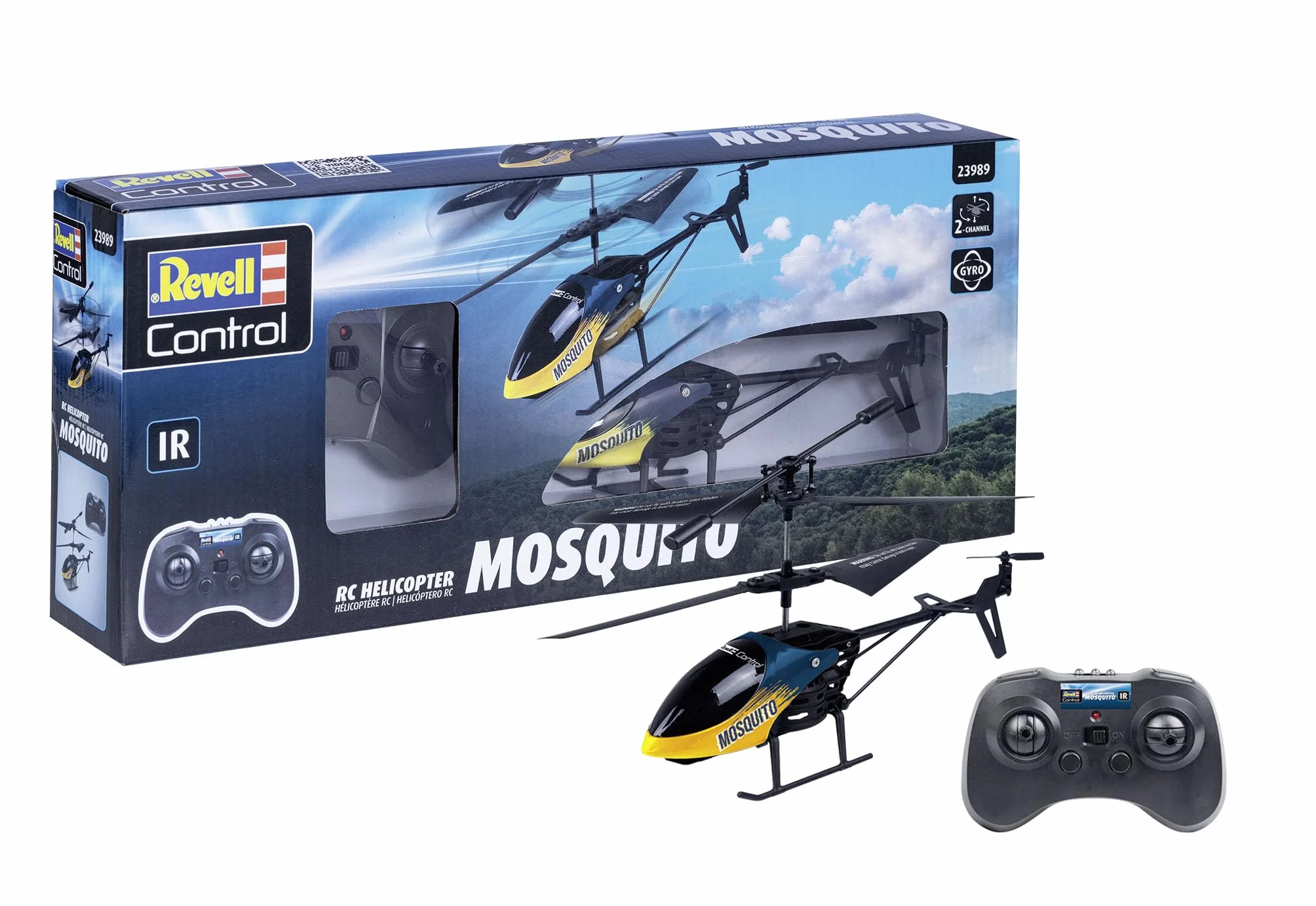 Revell Control, RC Helicopter Mosquito, 2-kanałowy pilot zdalnego sterowania na podczerwień, stabilizacja żyroskopu, przednie oświetlenie LED, zapasowe wirniki w zestawie, akumulator LiPo i ładowarka,