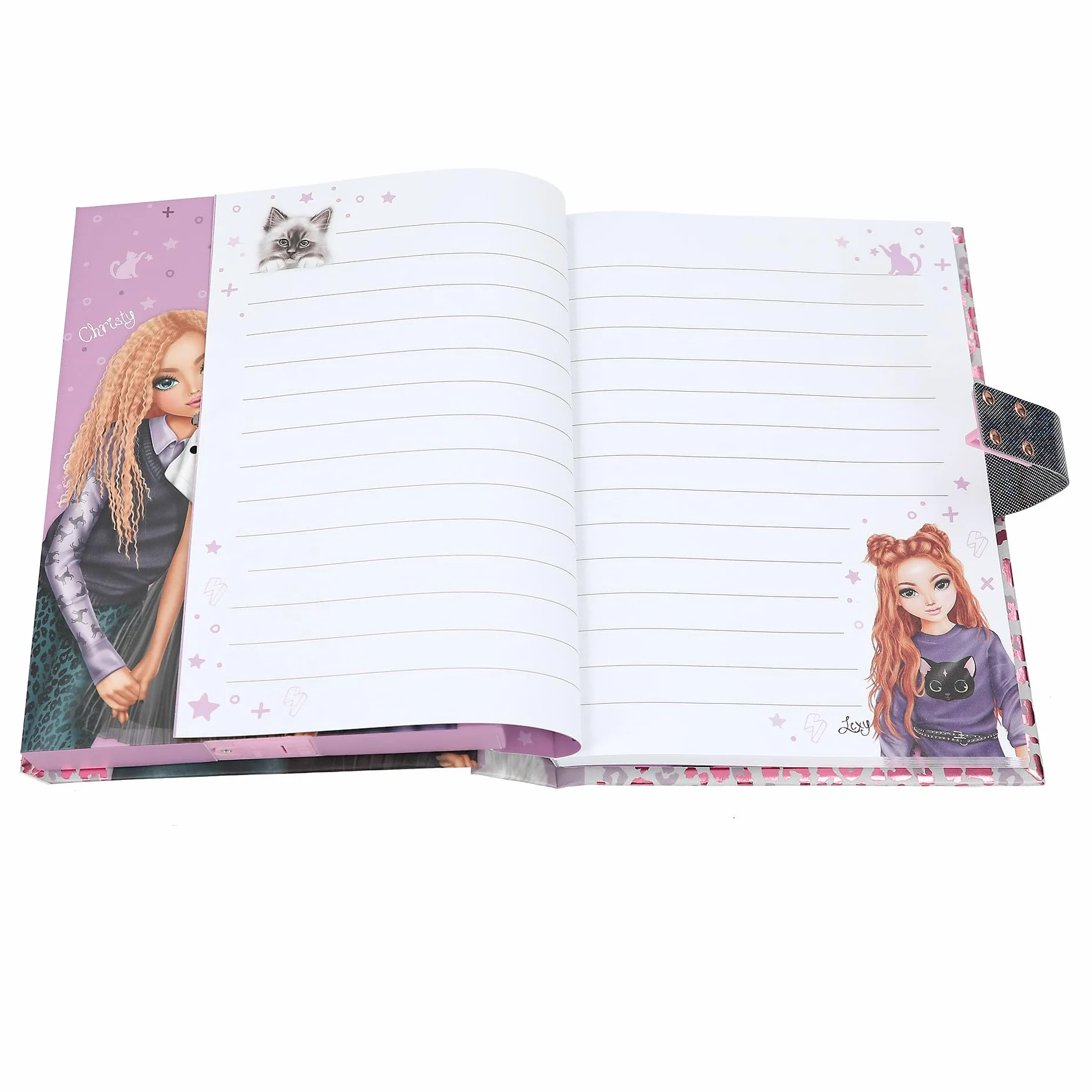 Depesche 13230 TOPModel Rebel Kitty - Pamiętnik z kodem numerycznym i dźwiękiem, książka z motywem modelki, wzorem leo i 80 kolorowo ilustrowanymi stronami w linie.