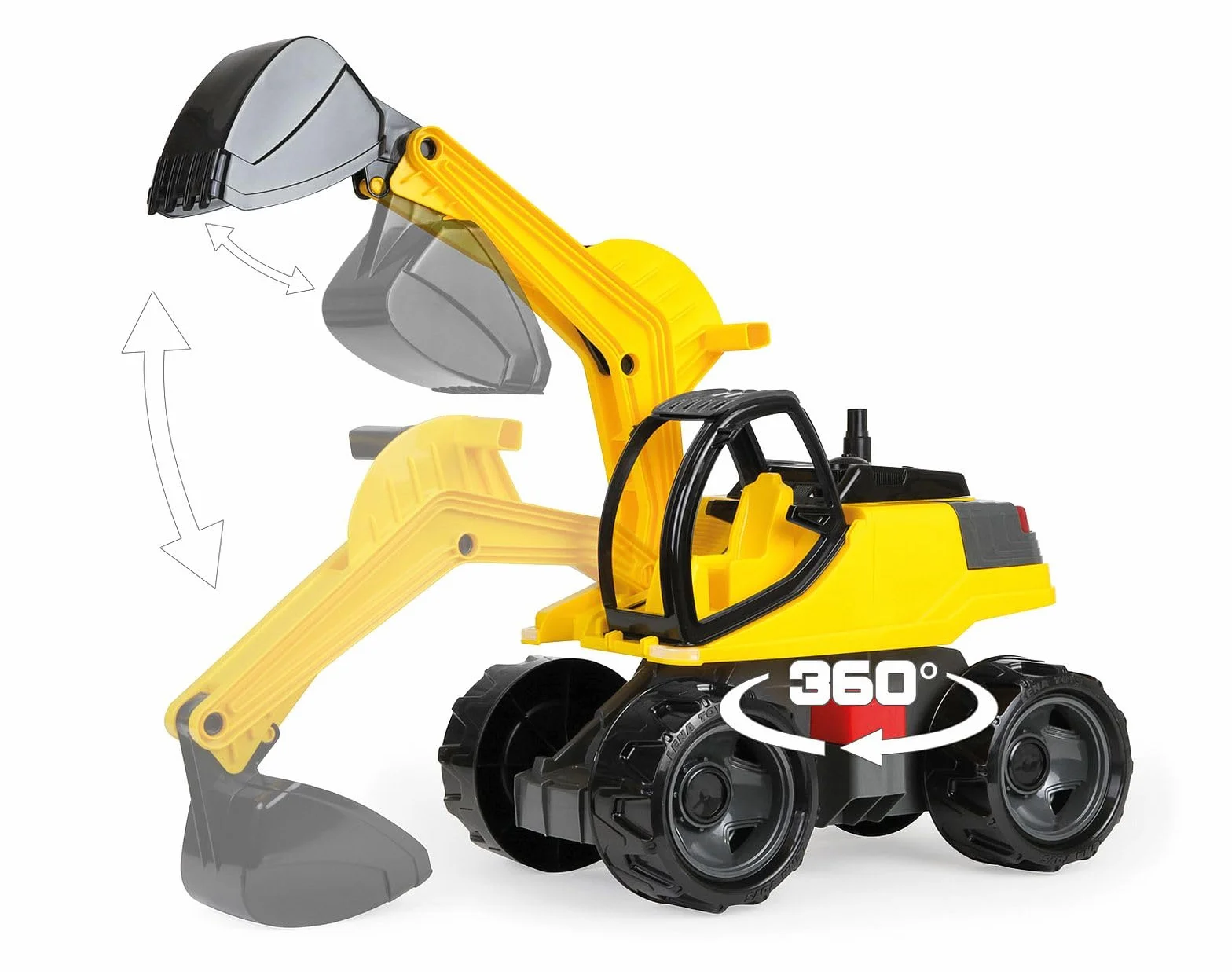 Lena 02141, Duża Koparka Dla Dzieci, Czarny/Żółty, 80 cm