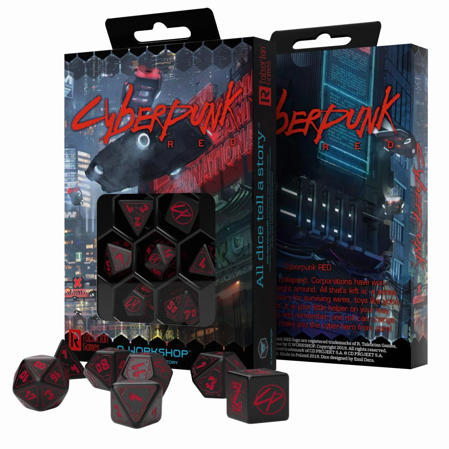 Cyberpunk RPG Red Dice Set