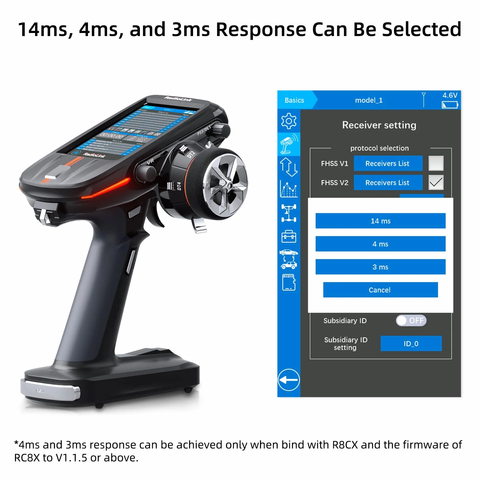 Radiolink 2.4Ghz R8FG 8 kanałów odbiornik żyroskopowy z telemetrią napięciową, daleki zasięg sterowania, rozprysk wody RX dla RC Crawler Car Boat Radio Controller System