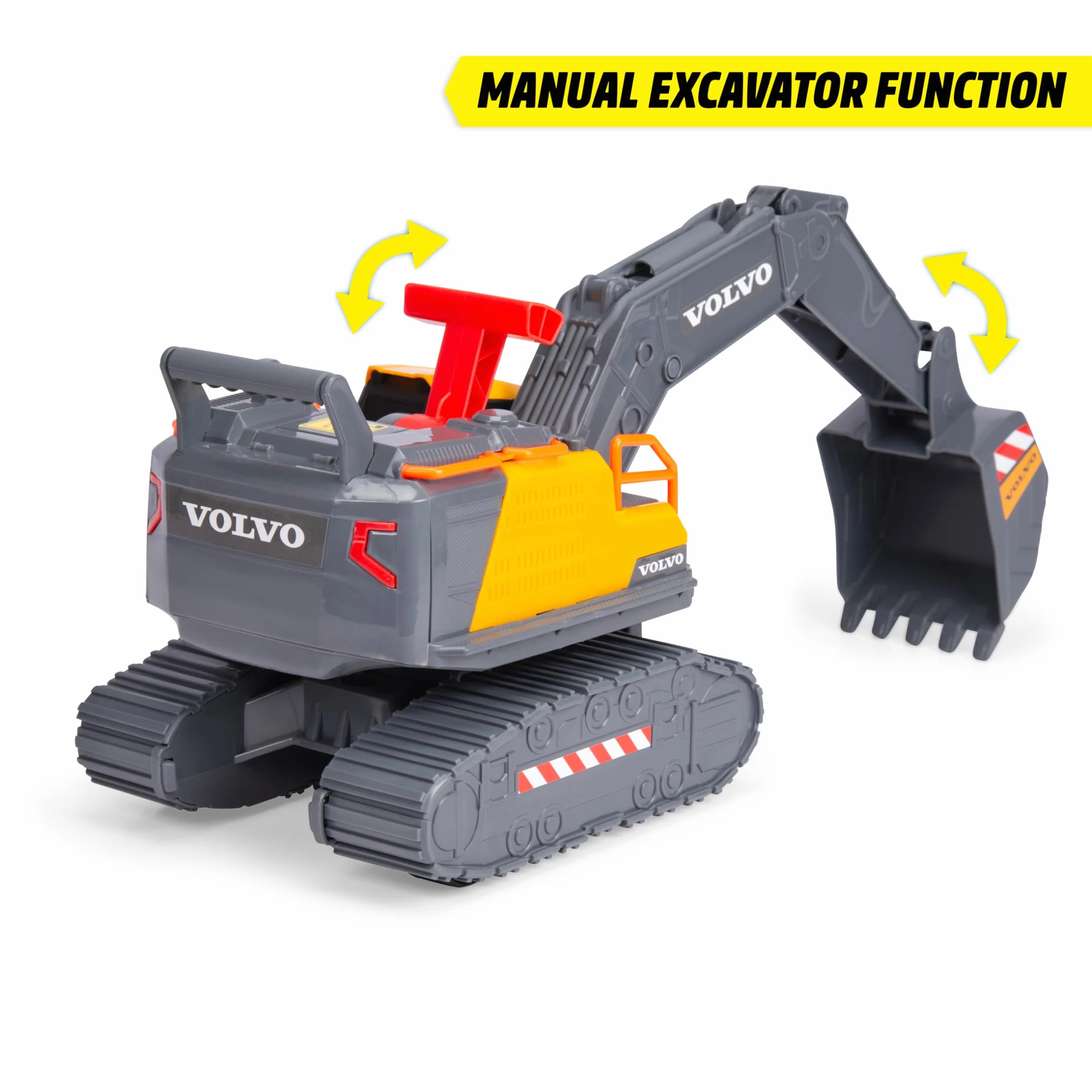 Dickie Toys - Volvo Bagger Power Excavator (30 cm) – zabawkowa koparka łopatkowa dla dzieci od 3 lat z wolnym biegiem, sterowaniem dźwignią, światłem i dźwiękiem, nadaje się jako zabawka do piasku, w