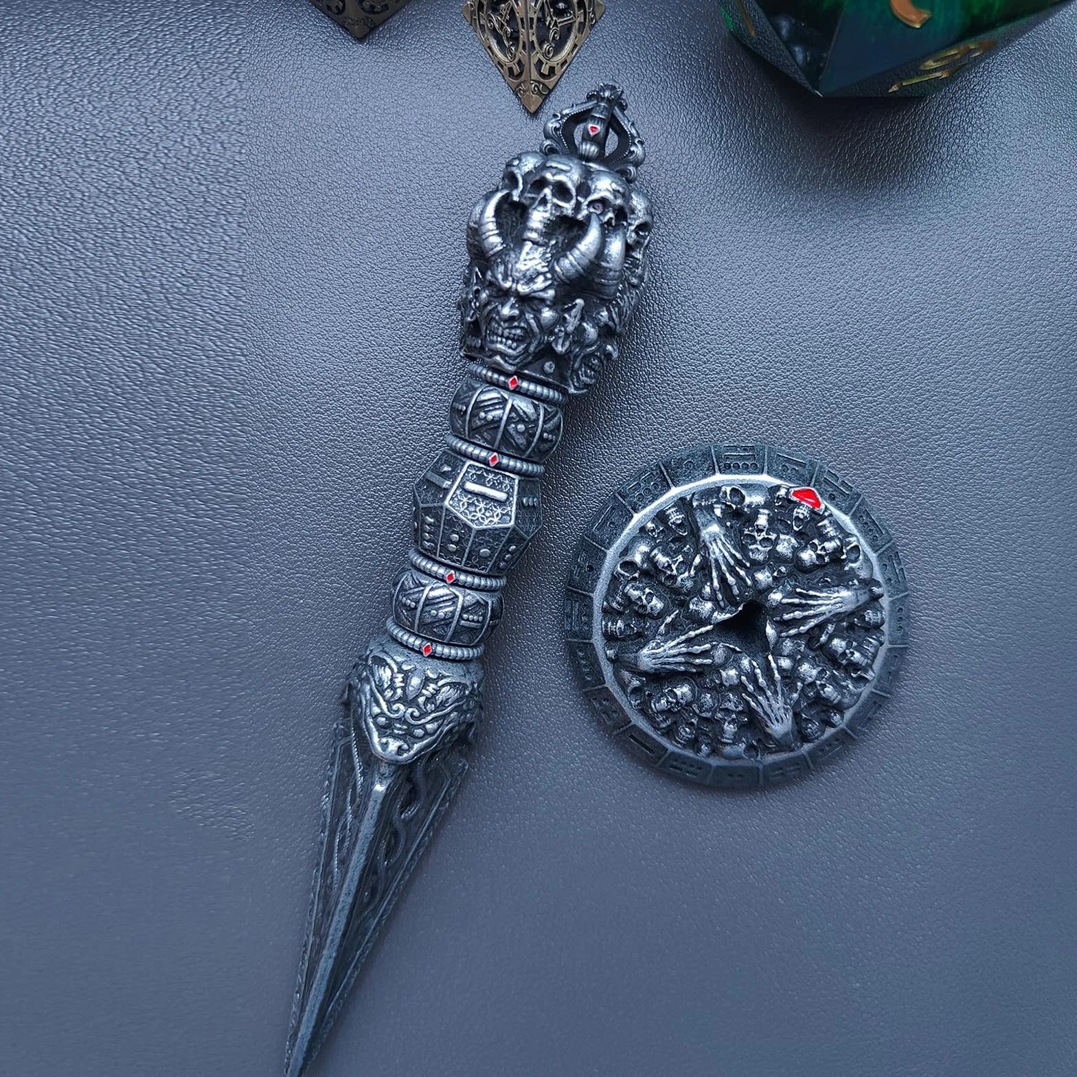 Różdżka kości do DND Dungeons and Dragons DND Metal Fidget Spinner kości do D20 D12 D10 D8 D6 D4 D% Goblin Collection (czarne)
