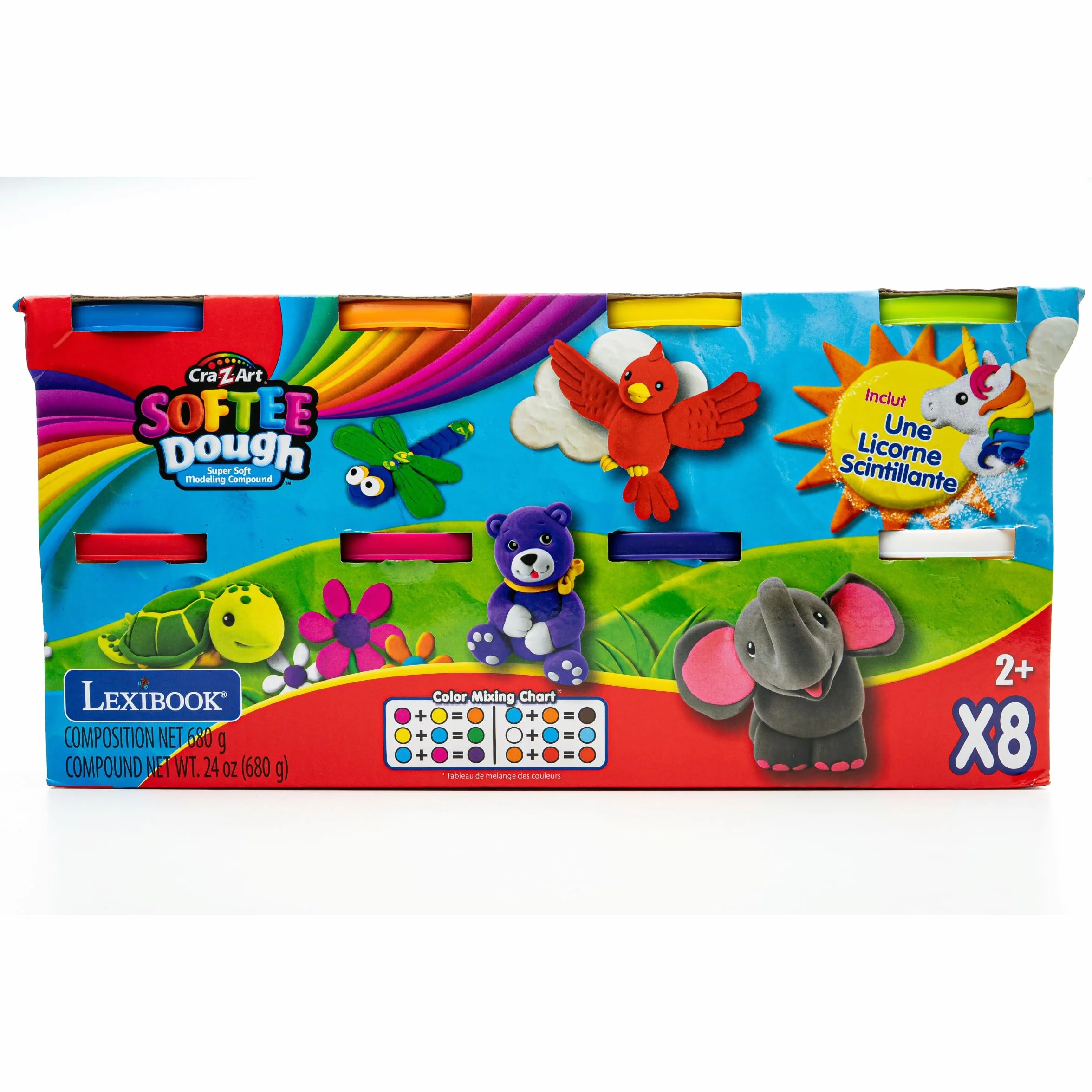 Lexibook, miękka i plastyczna masa plastyczna - 8 sztuk, CRDOUGH1