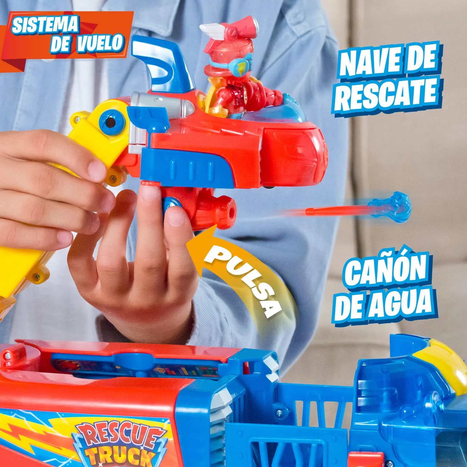 SUPERTHINGS Rescue Truck - Ciężarówka ratunkowa z wysuwaną drabiną i odłączanym statkiem ratowniczym.