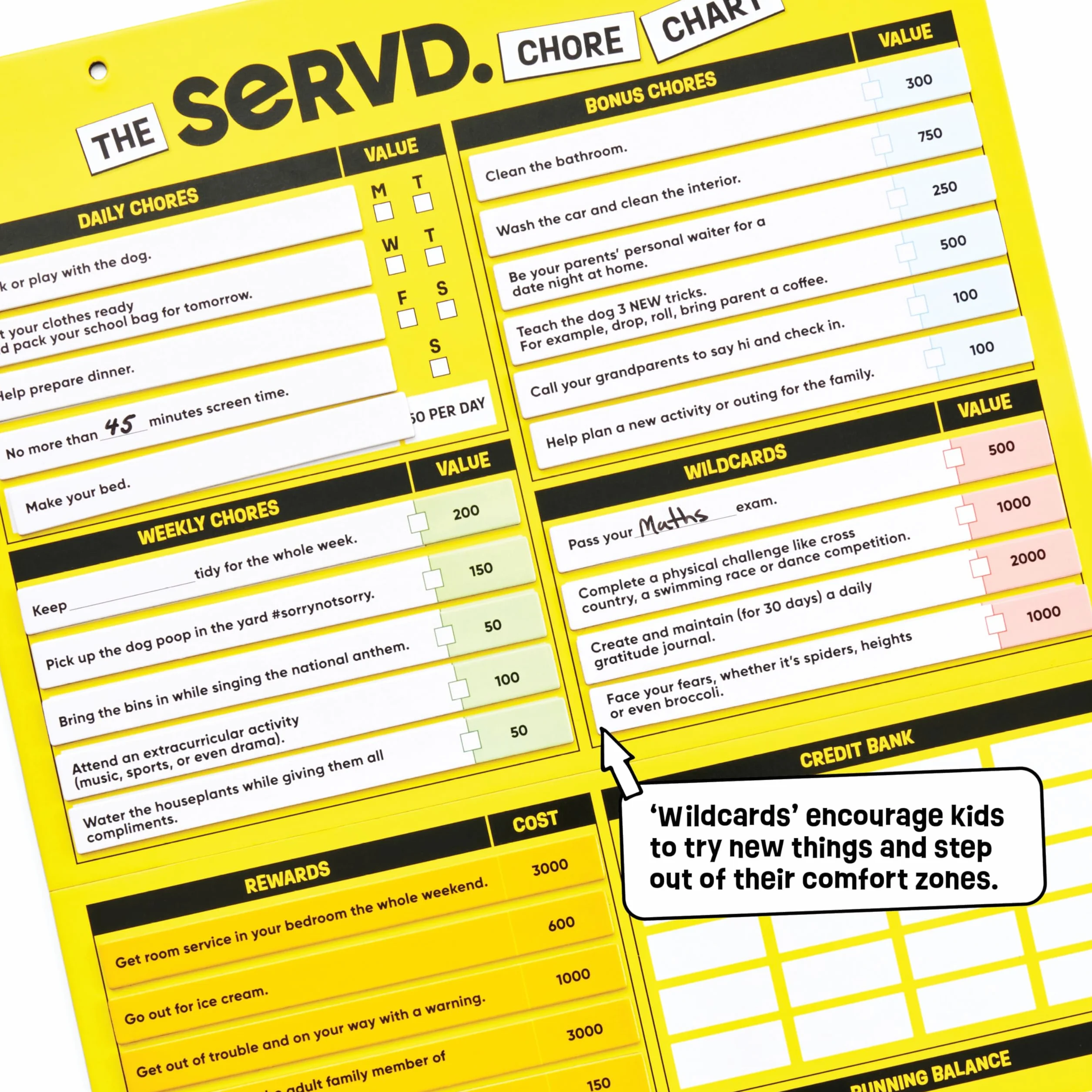 SERVD Chore Chart - Chores, Gamified. Magnetyczny, regulowany wykres zadań dla 1 gracza, wiek 6-12 lat