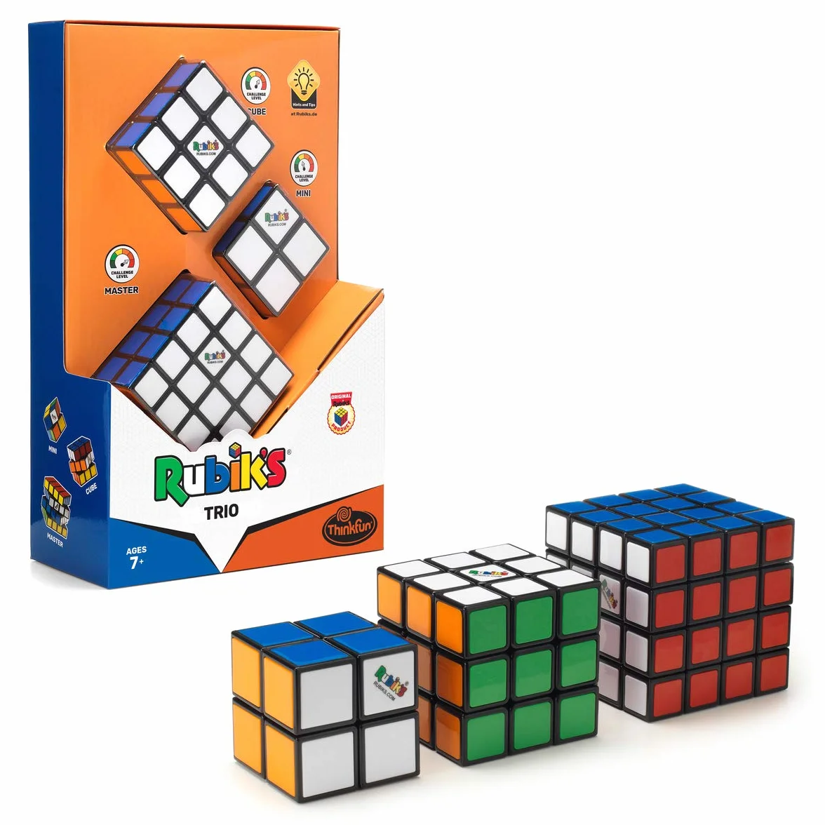 ThinkFun Zestaw upominkowy 76422: Trio, idealny zestaw upominkowy dla fanów zawiera Master 4 x 4, oryginalną kostkę 3 x 3 i Rubik's Mini 2 x 2 [dostępny wyłącznie w serwisie Amazon]