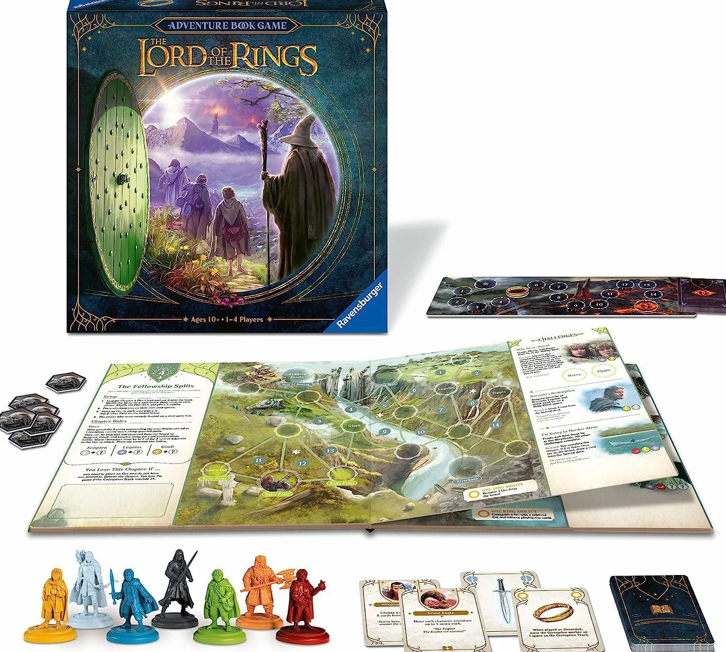 Ravensburger Lord of the Rings Adventure Book - wciągająca rodzinna gra planszowa dla dzieci i dorosłych w wieku 10 lat i starszych od 1 do 4 graczy