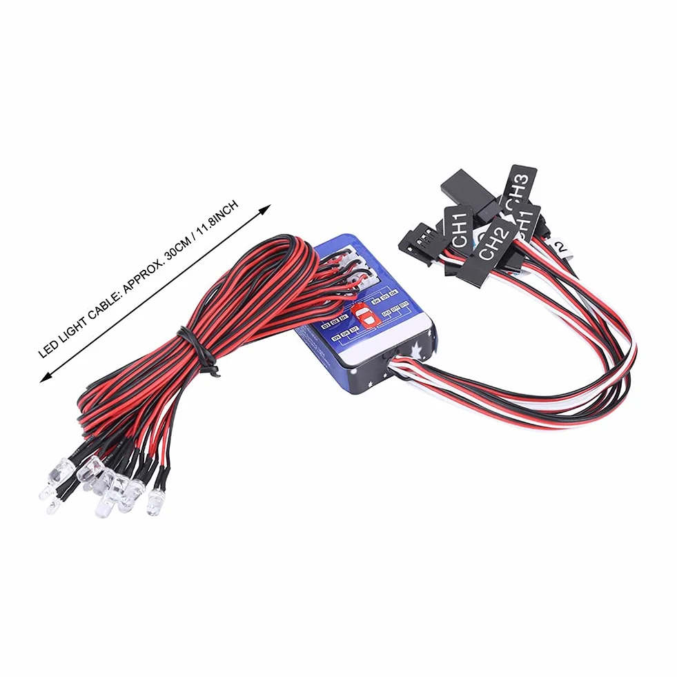 Zestaw świateł samochodowych RC Dilwe 12-LED, zestaw oświetlenia Symulacja migające światła kompatybilne z dla 1/10 1/8 RC Car/Truck/Crawler