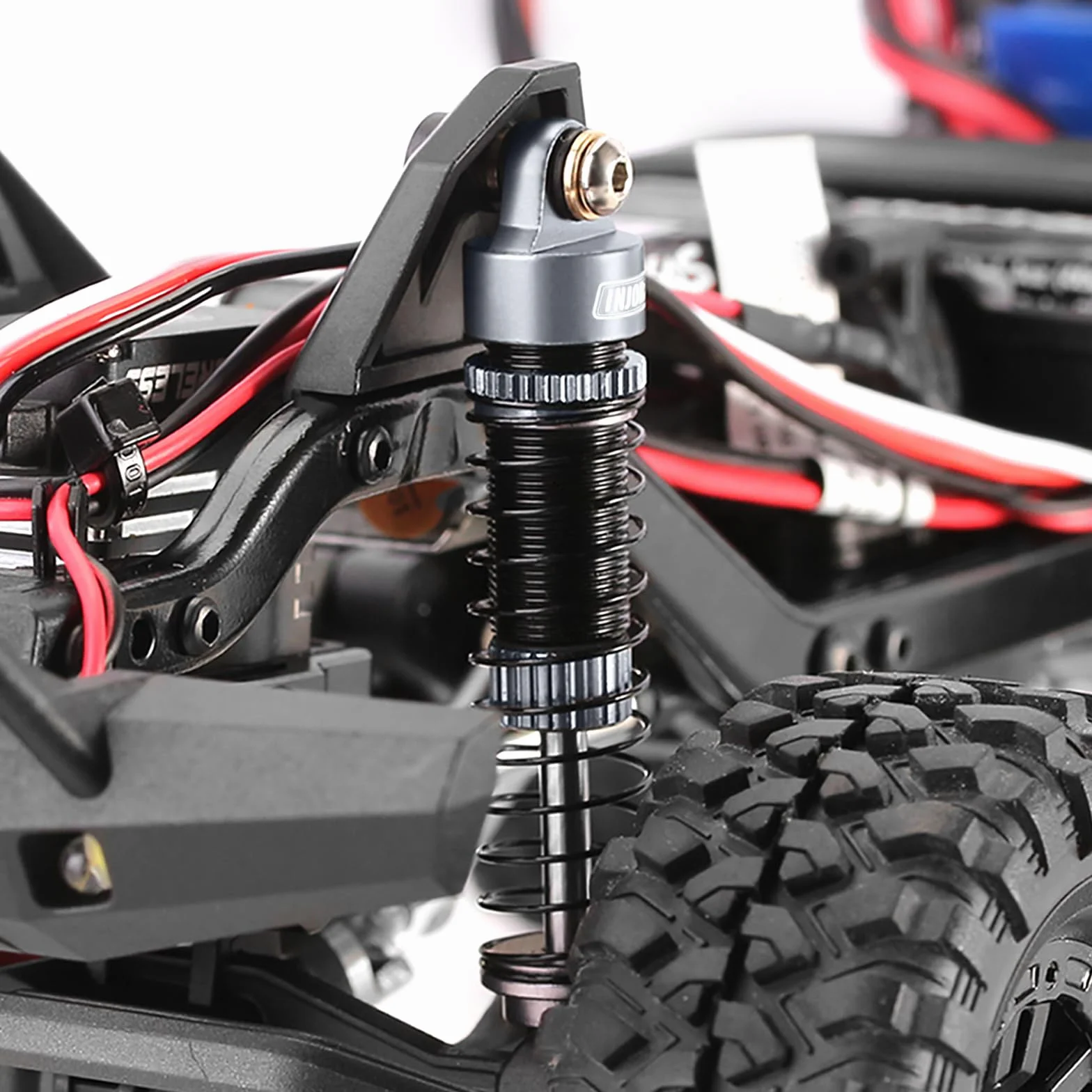 INJORA Amortyzatory 53 mm - Amortyzator gwintowany poch?aniacz oleju do TRX4M K10 High Trail Upgrade 1/18, szary