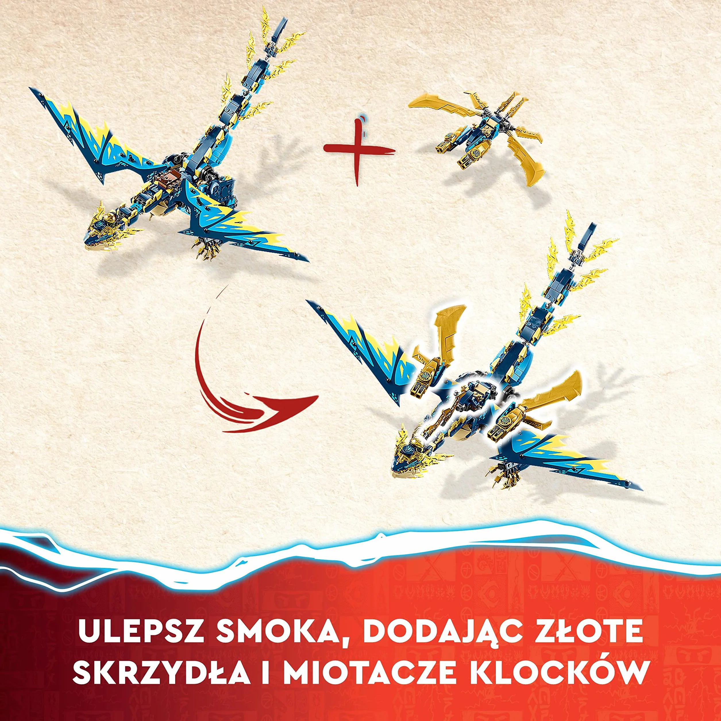 LEGO NINJAGO Smok żywiołu kontra mech cesarzowej, duży zestaw, smok zabawka dla dziecka z figurką akcji, szybowcem ninja i 6 minifigurkami, Dragons Rising, prezent dla chłopca i dziewczynki, 71796