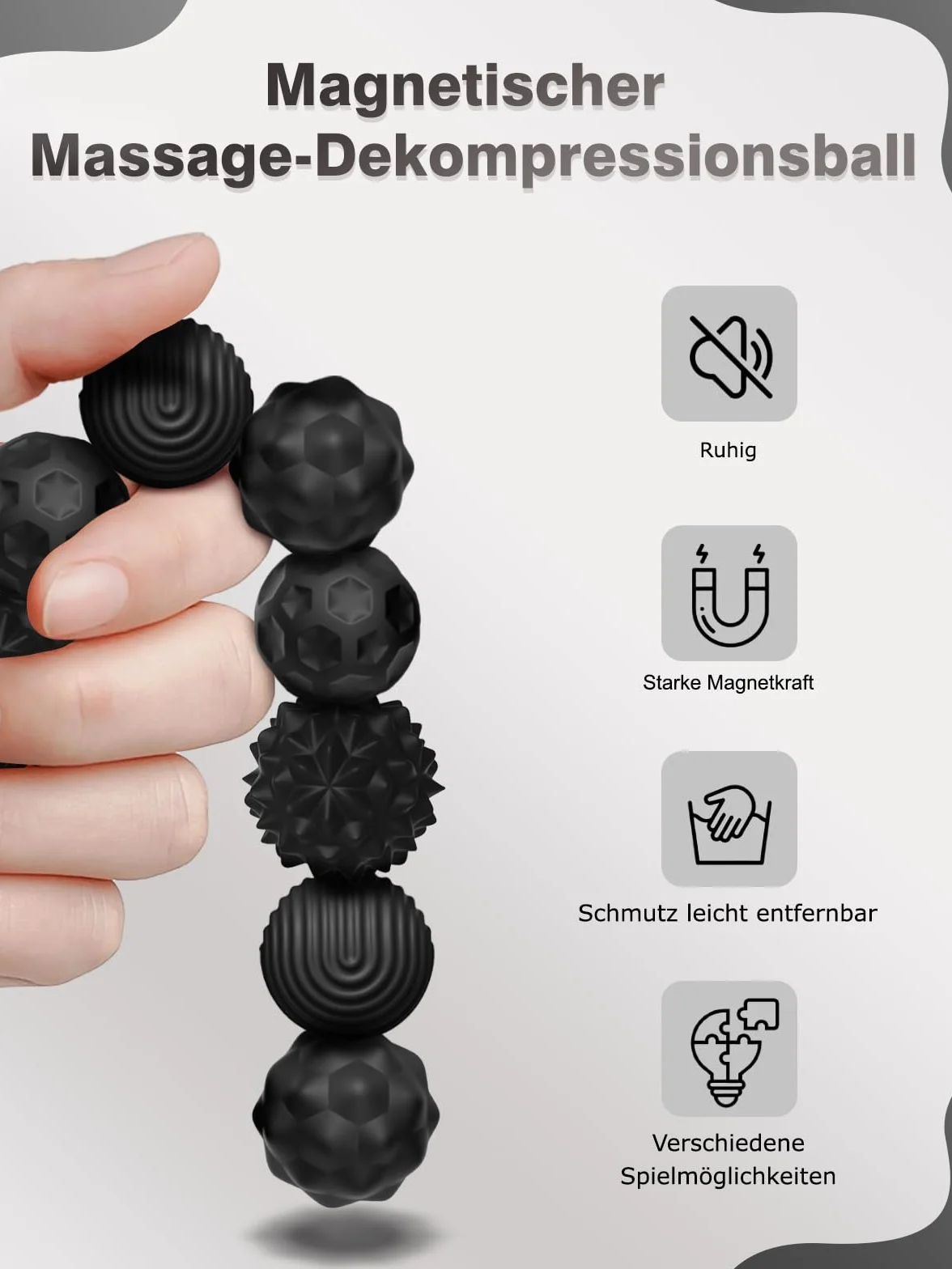 Silikonowe kulki magnetyczne Fidget Toys, 8 sztuk, magnetyczne bombki, zabawki sensoryczne, przenośna, antystresowa, zabawka sensoryczna dla dzieci i dorosłych (czarne)