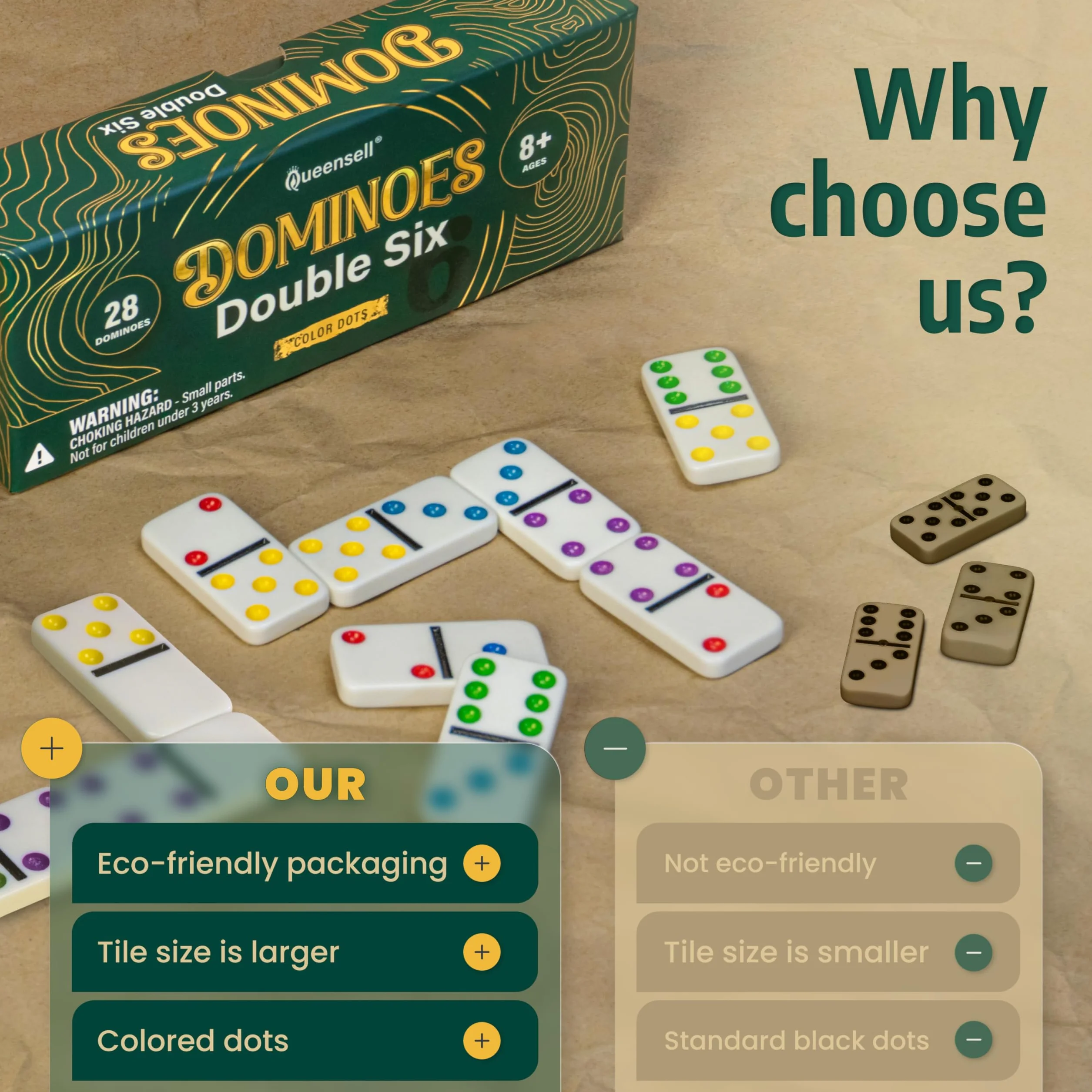 Queensell Domino D6 Collor Dots