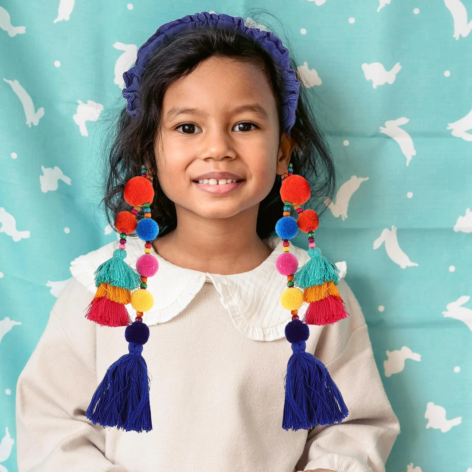 Headbands for Vintage Wide Hair Band with Tassels And Pom Poms Soft Breathable Ethnic Style Hair Accessories