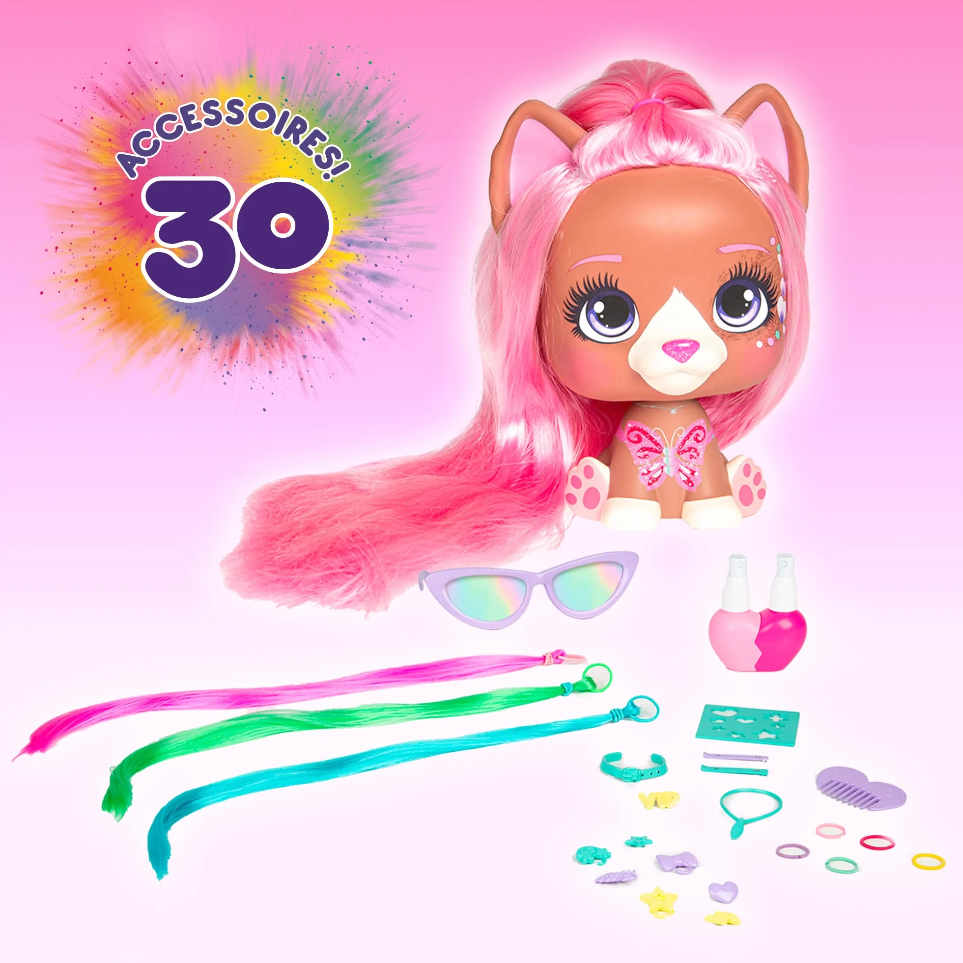 VIP PETS Mega Pet Nyla | Styling Head lalka z bardzo długimi włosami; łatwa do czesania i stylizacji; z 30 akcesoriami do Color Boost Look | nadaje się dla dzieci od 3 lat