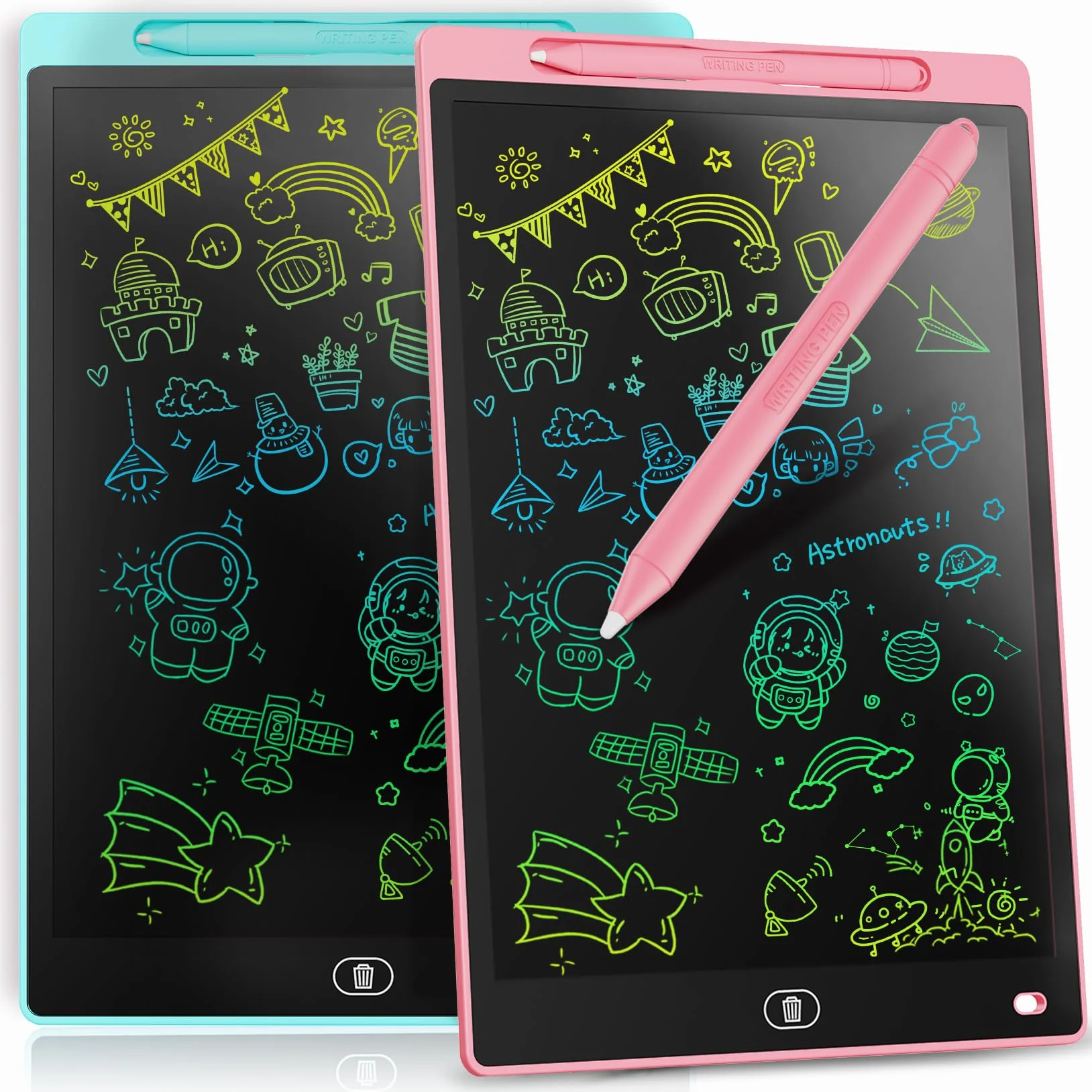 [2 Sztuki]Genialba 12 Calowy Tablet LCD do Pisania Kolorowy Ekran Tablica do Rysowania Zabawki dla Edukacyjne Prezenty Boże Narodzenie, dla Chłopców i Dziewcząt w wieku 2 3 4 5 lat (Różowy&Niebieski)