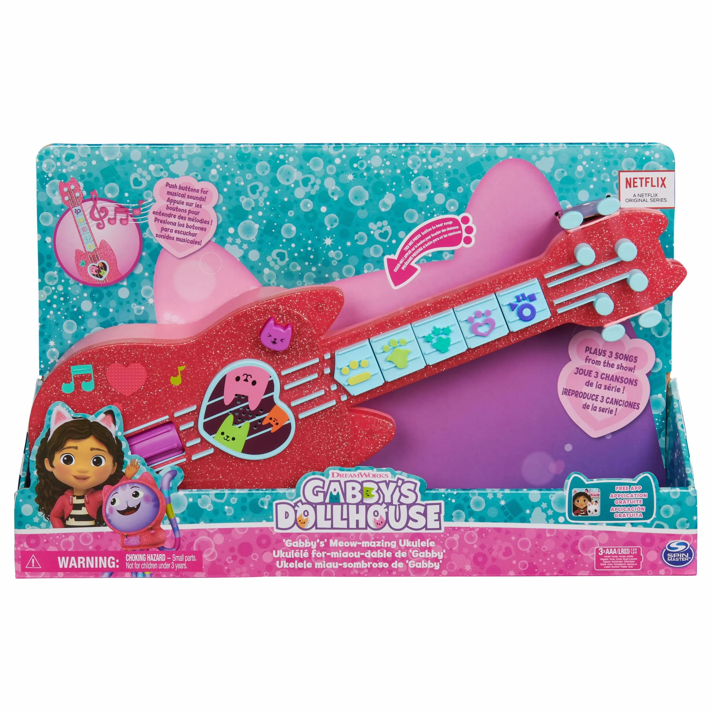 Gabby i Magiczny Dom Interaktywne ukulele Gitara dziecięca Muzyka dla dzieci Zabawka od 3 lat