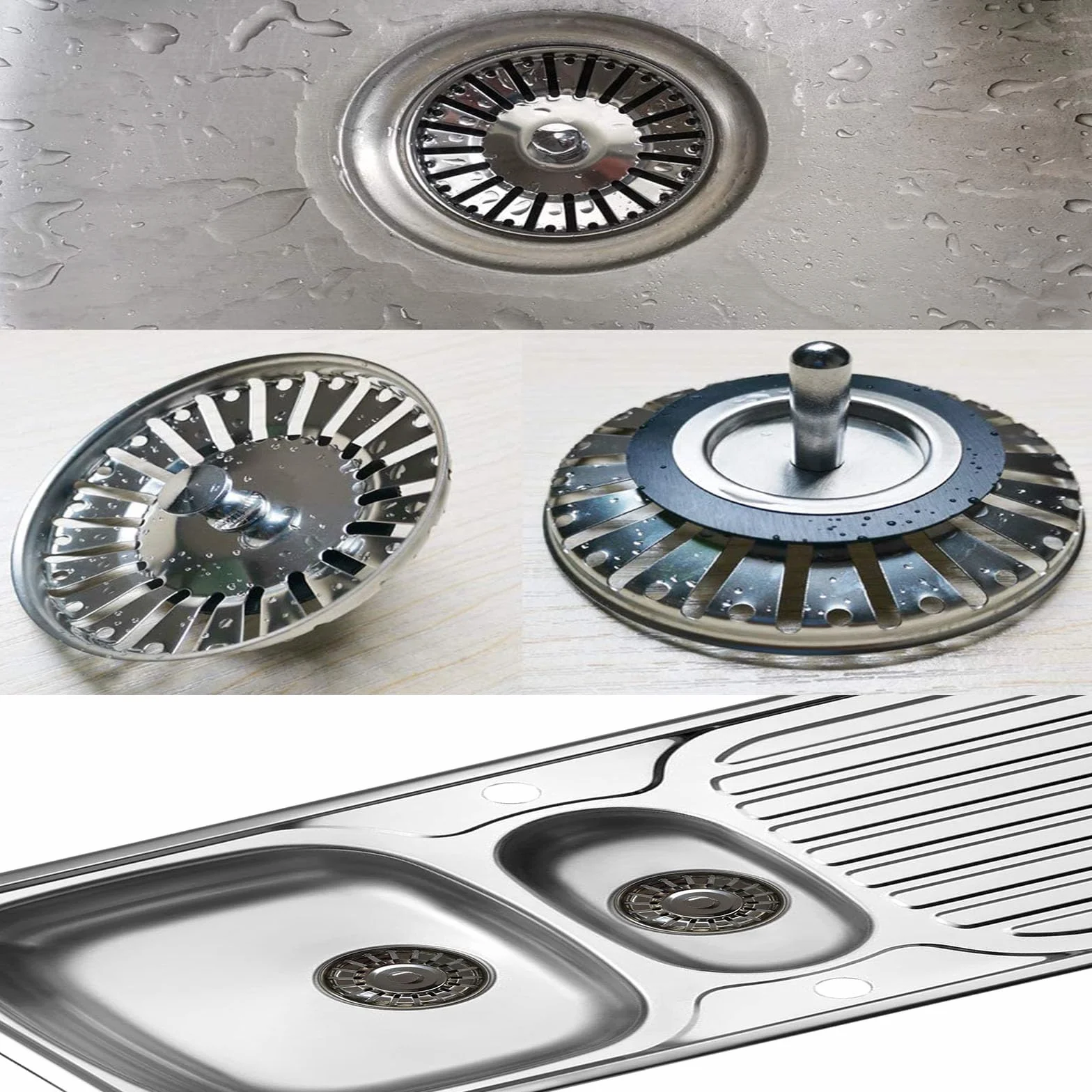 84 mm korek do zlewu kuchennego ze stali nierdzewnej – uniwersalny filtr do zlewu, zapobiegający blokowaniu, kosz do zlewu, do zlewu kuchennego, otwór 84-85 mm