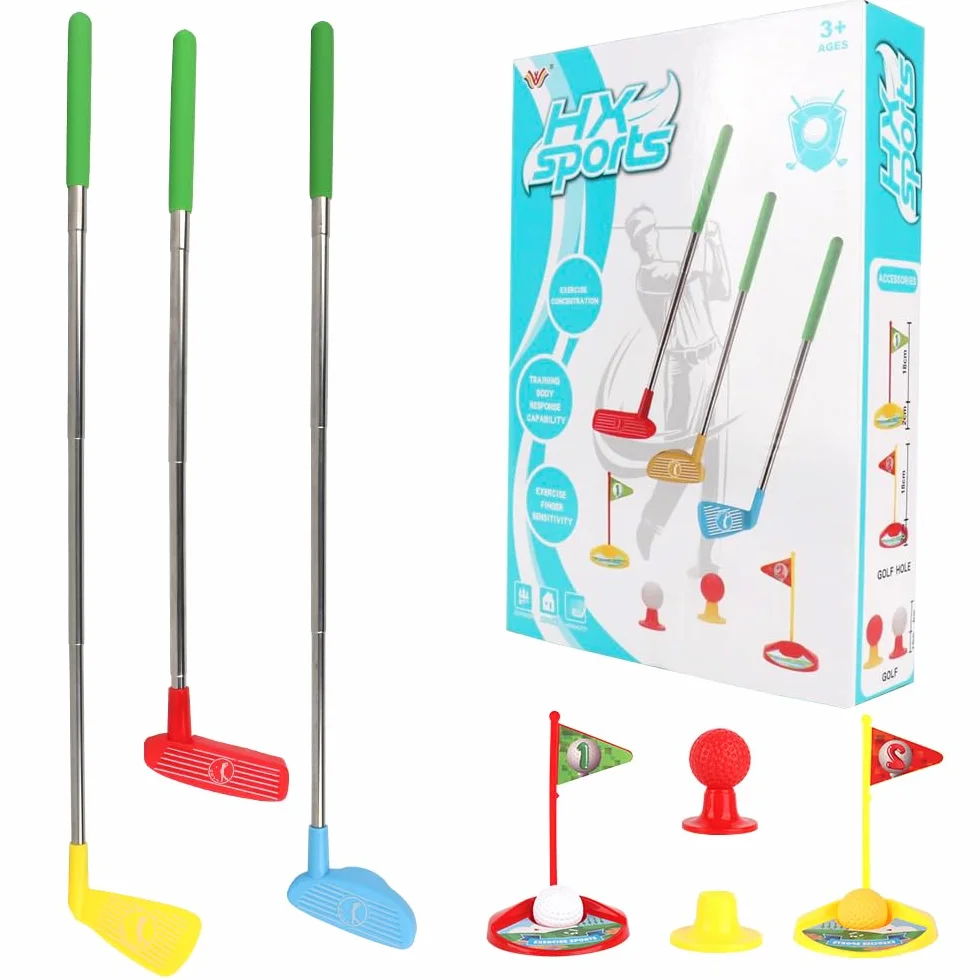 Zestaw do mini golfa dla dzieci, 12 szt., mini golf do domu, mini golf z piłkami i wysuwanymi kijami golfowymi dla dzieci, zabawka dla dzieci do użytku na zewnątrz i wewnątrz