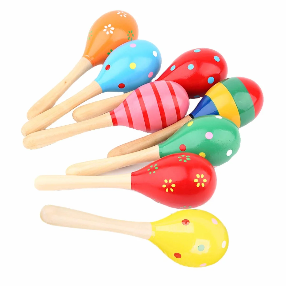 JZK 8 drewnianych grzechotek Maraca, shaker, perkusja, muzyka, zabawki edukacyjne, prezent na baby shower, dzień dziecka, urodziny dziecka (losowy kolor)