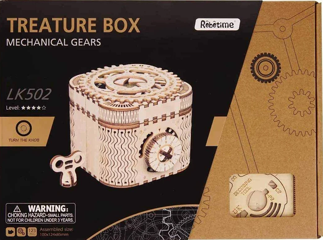 Robotime Zestaw modelowy Pudełko na skarby drewniane puzzle 3D, zestaw konstrukcyjny do budowy