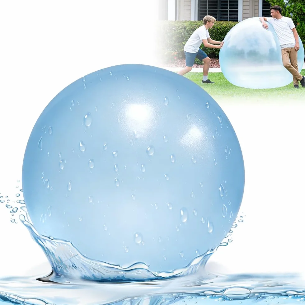 Gigantyczne nadmuchiwane balony, HOVCEH 120 cm, gigantyczny nadmuchiwany balon, przezroczysta nadmuchiwana piłka do bańki z TPR na plażę, do ogrodu (niebieski)
