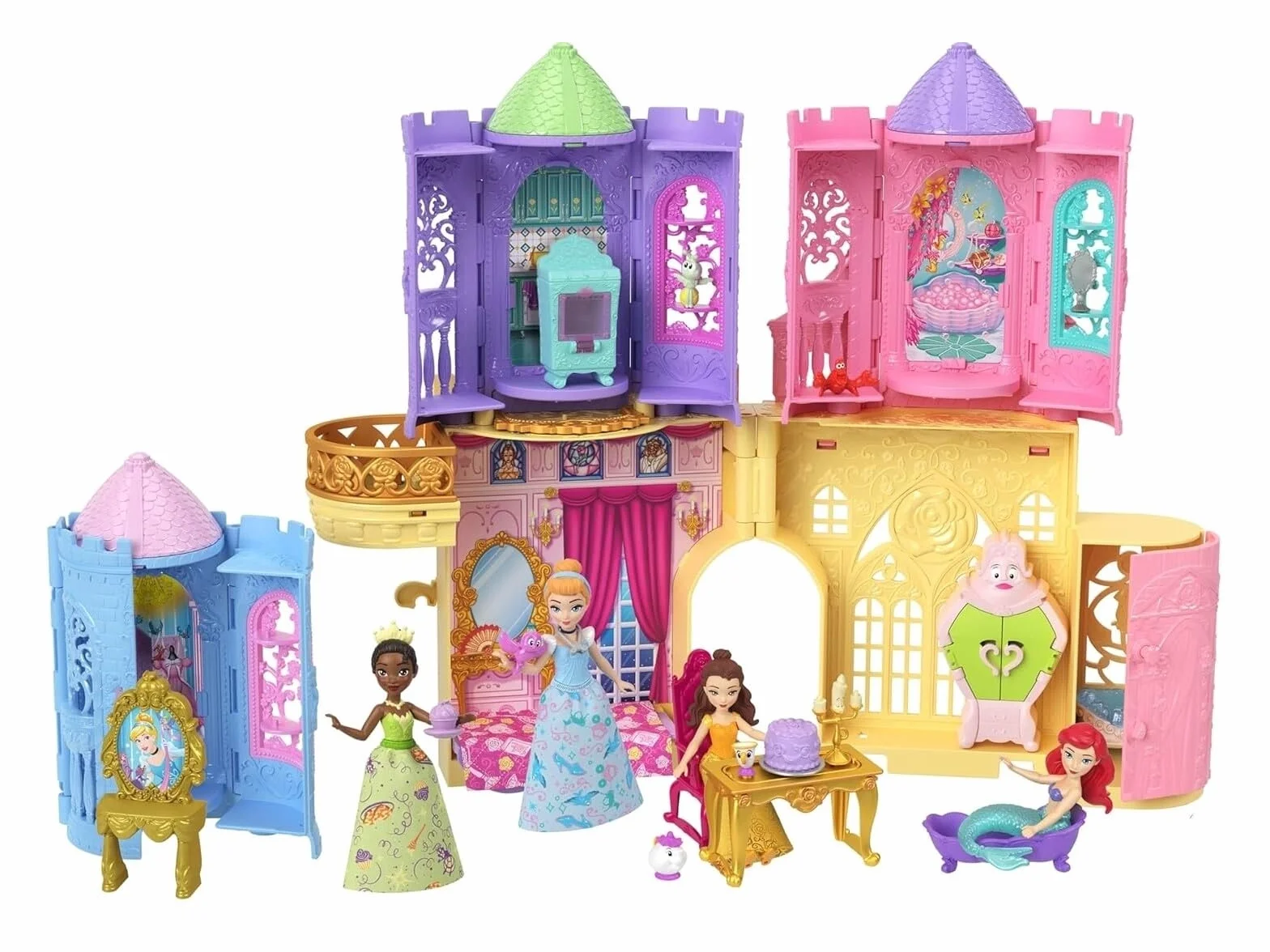 Mattel Disney Princess Tower Surprise zestaw małych lalek i akcesoriów 4 niespodzianki