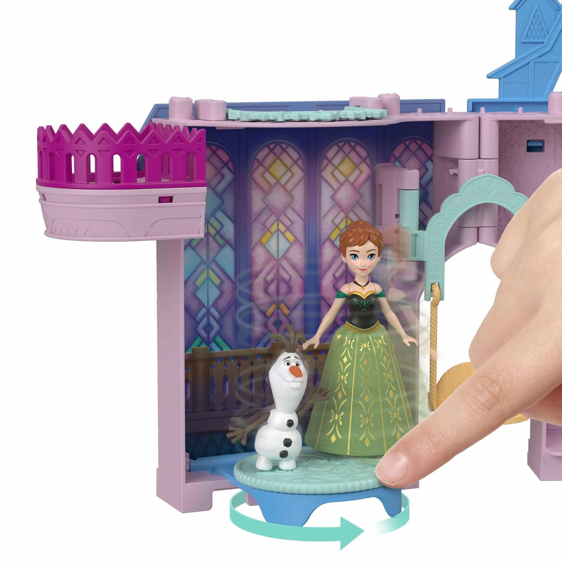Mattel Disney Kraina Lodu Arendelle Castle zestaw modułowy z mini lalką Olaf i 7 akcesoriami, zabawka dla dzieci 3+