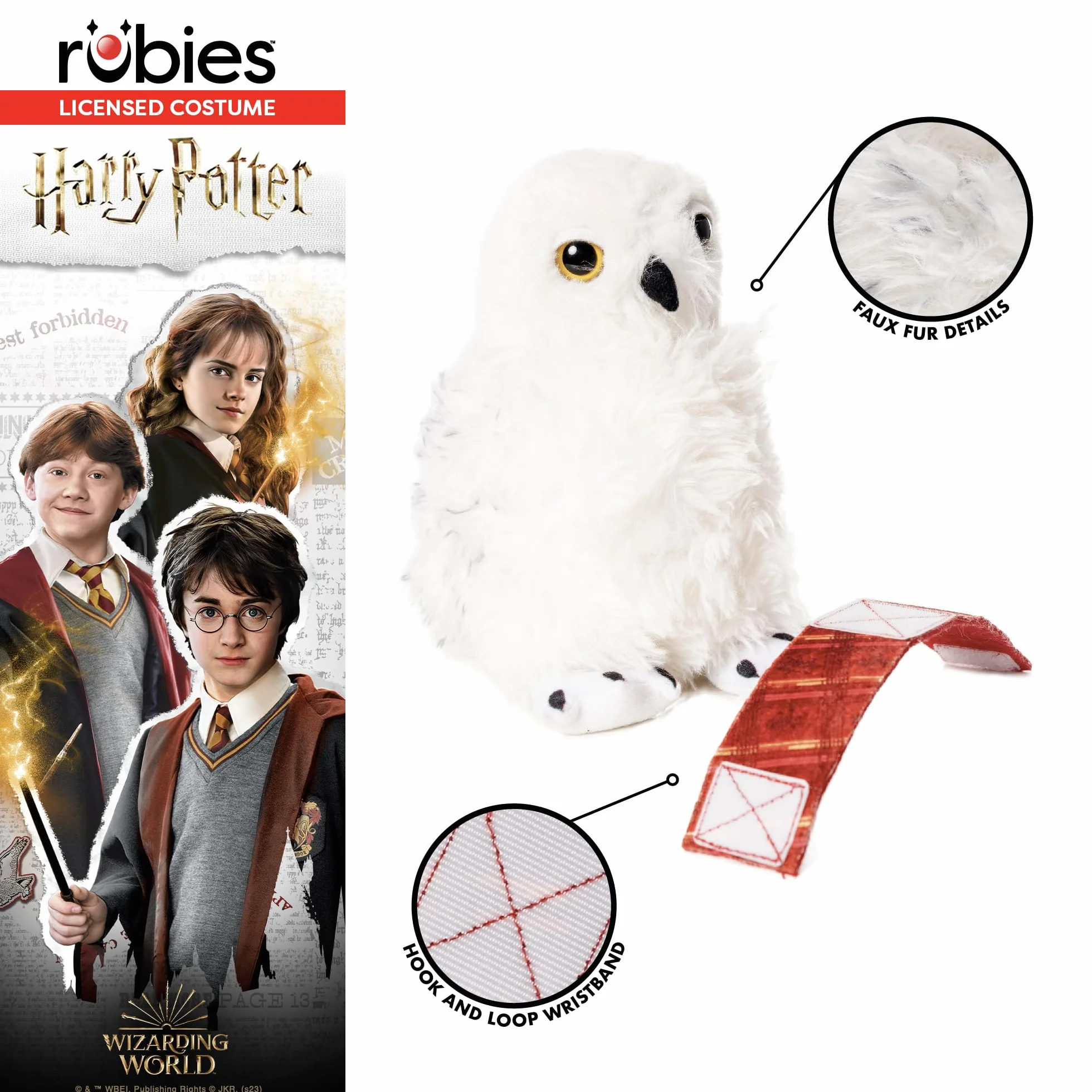 Rubies Pluszowa zabawka Hedwig Oficjalna Harry Potter, rekwizyt i dodatek do kostiumu na Halloween, karnawał, Boże Narodzenie, urodziny