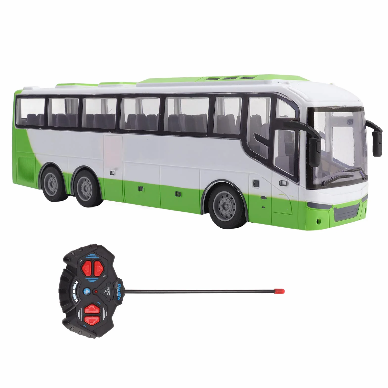 Duży 1/30 Zdalnie Sterowany Autobus Zabawki RC Model Autobusu żywa Elektryczna Symulacja Edukacyjna z Pilotem do Zabawek dla Dzieci (Biały zielony)