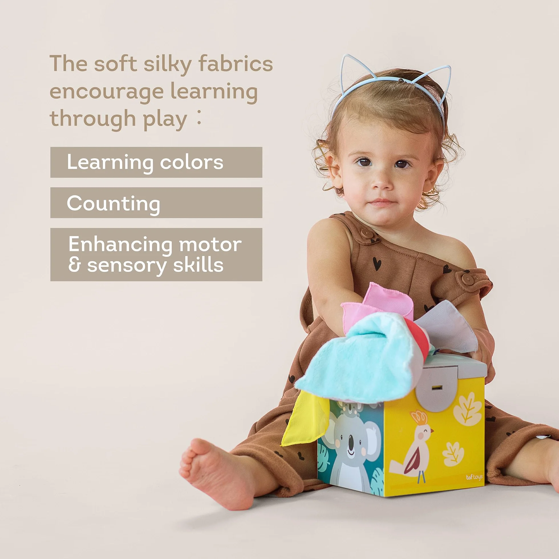 Taf Toys Sensory Wonder Tissue Box For Infants & Toddlers, Colourful Pull Scarves and Koala Daydream Crinkling Blankies For Educational Preschool Learning & Development