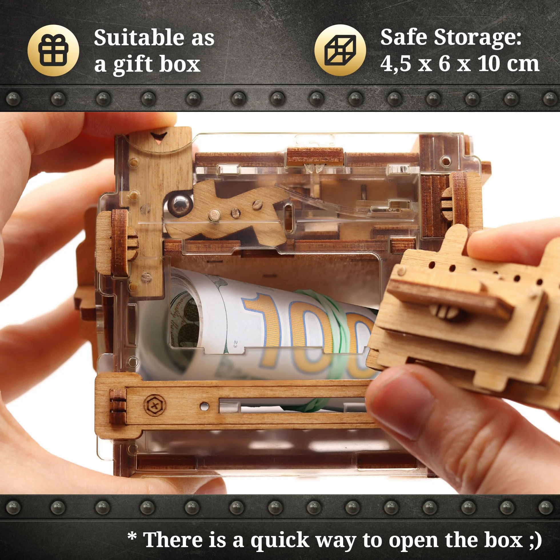 iDventure Amazeing Safe - skarbonka w kształcie kulek, pudełko na prezent, skrzynia skarbów, drewniane puzzle 3D, sekwencyjne puzzle